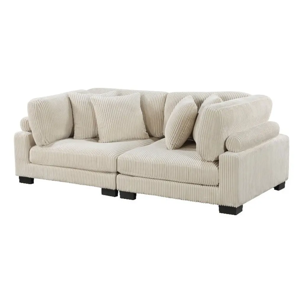 Lexicon Traverse Upholstered Corduroy Fabric Loveseat Beige
