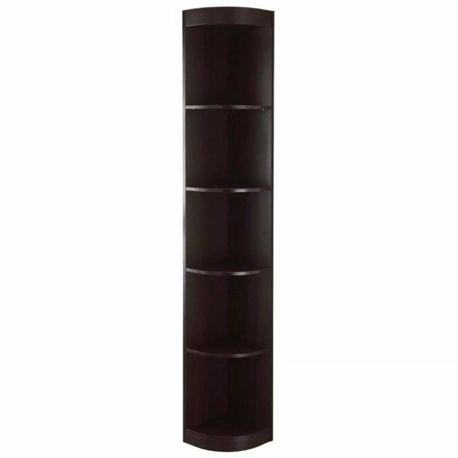 Pemberly Row 5 Shelf Corner Bookcase Warm Espresso Living Room and Home Office