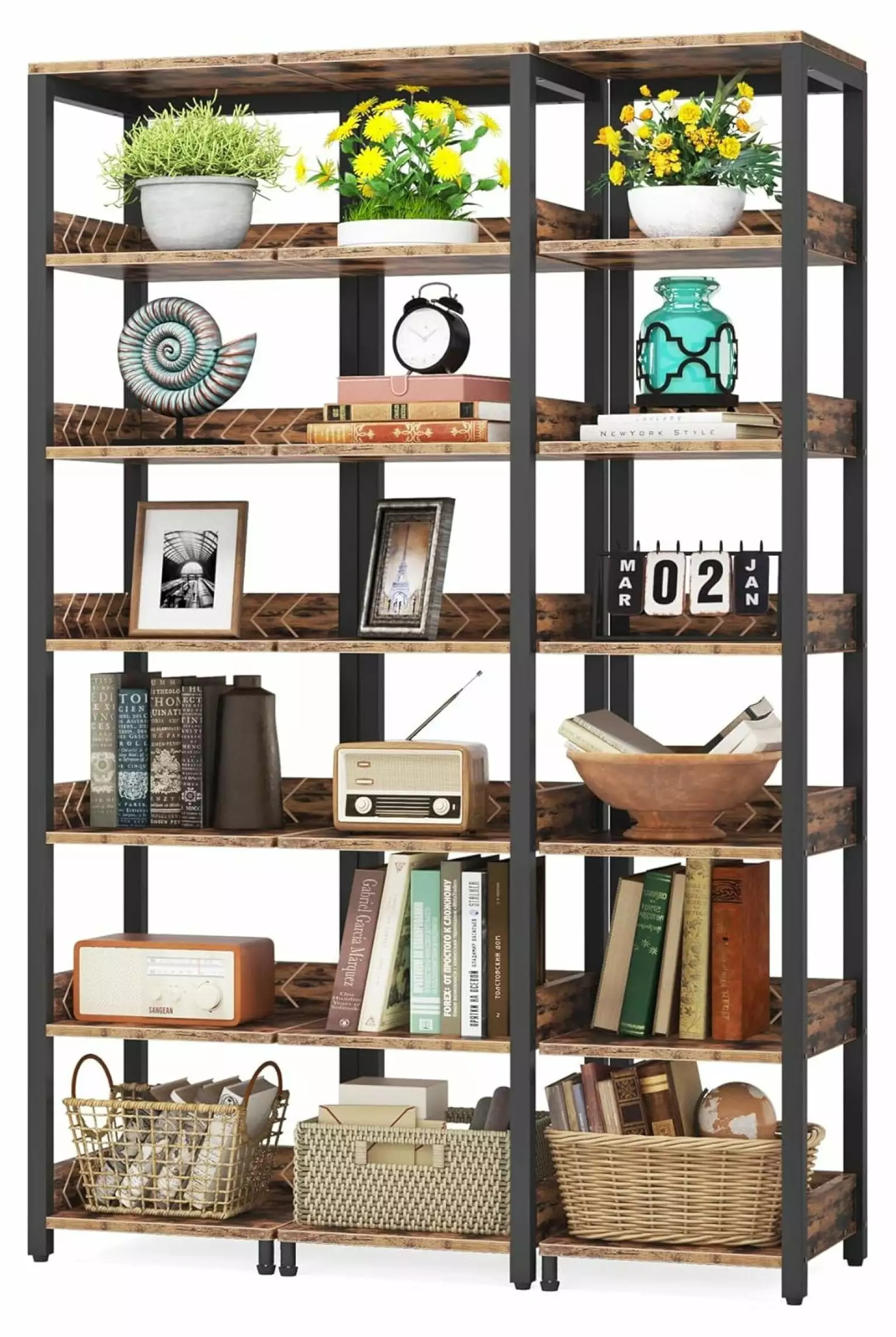 XIAOTAO 6-Tier Corner Shelf Set 3 76.77-Inch Tall Narrow Bookshelf Small Spaces
