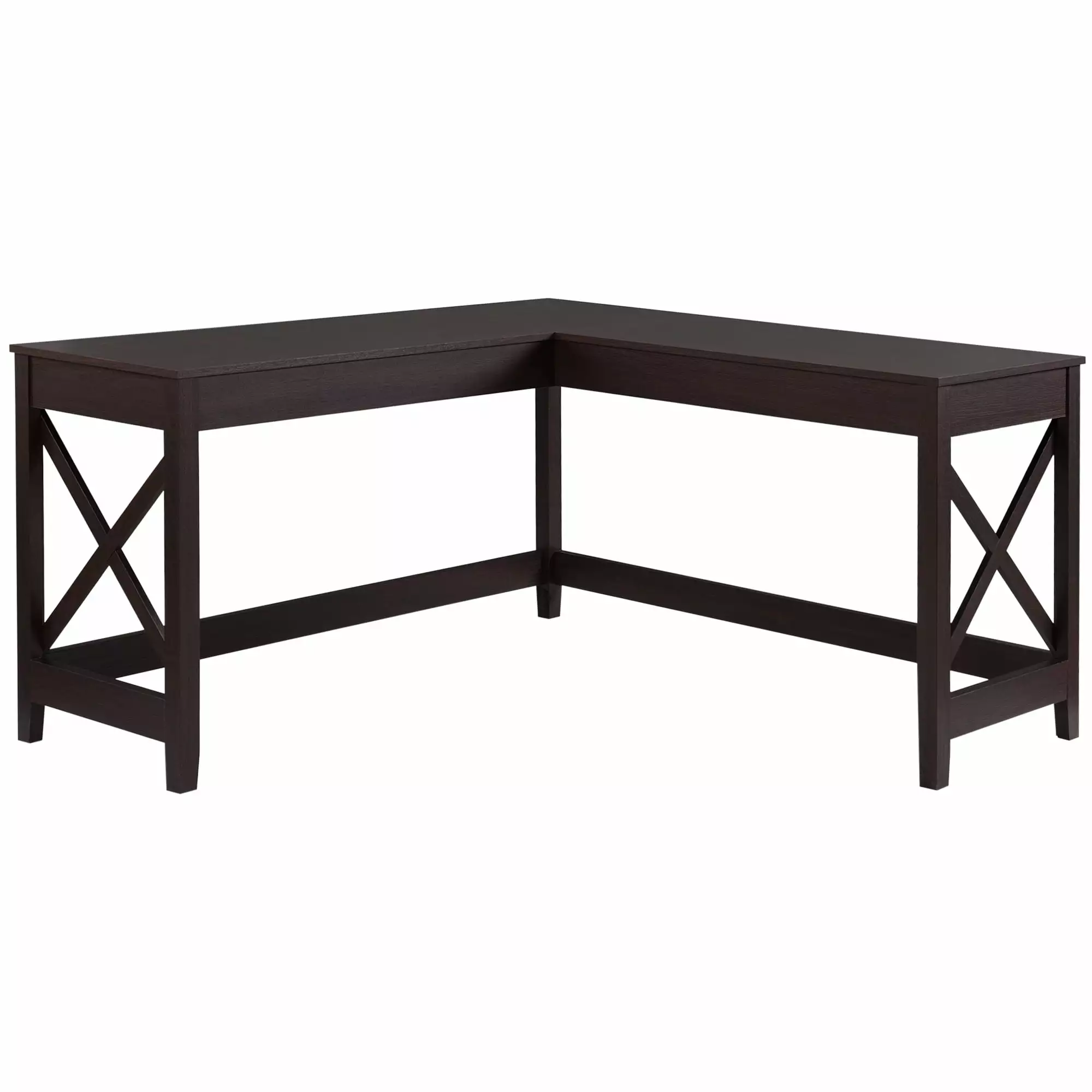 Homiyad 57 L-Shaped Corner Desk Computer Home Office Desk and Writing Table Brown
