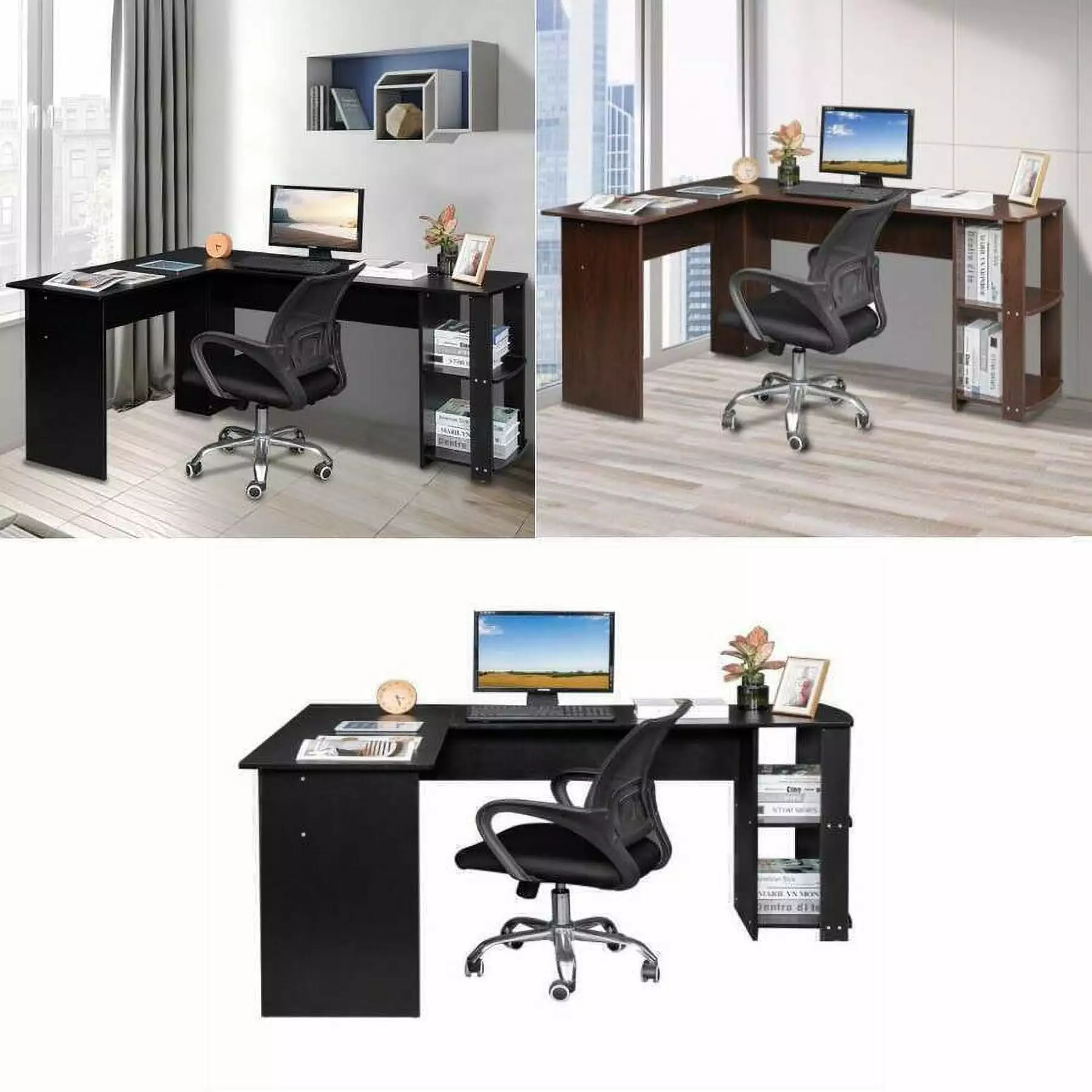 Corner Computer Desk L Shape Gaming Table Office PC Table Home Study Furniture MWES