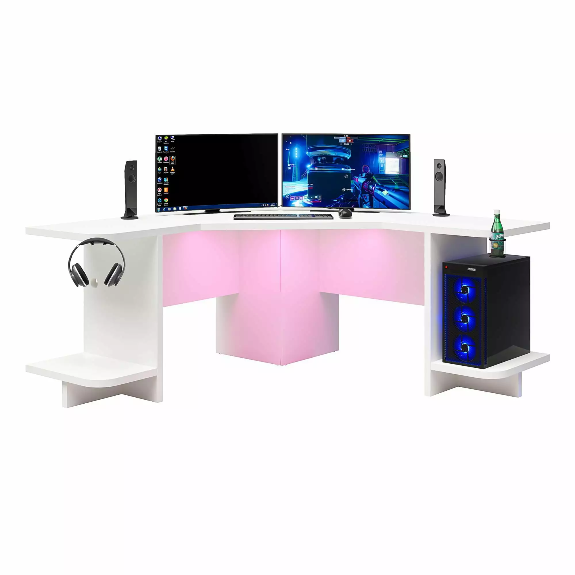 NTense Mod Corner Gaming Desk LED Light Kit White