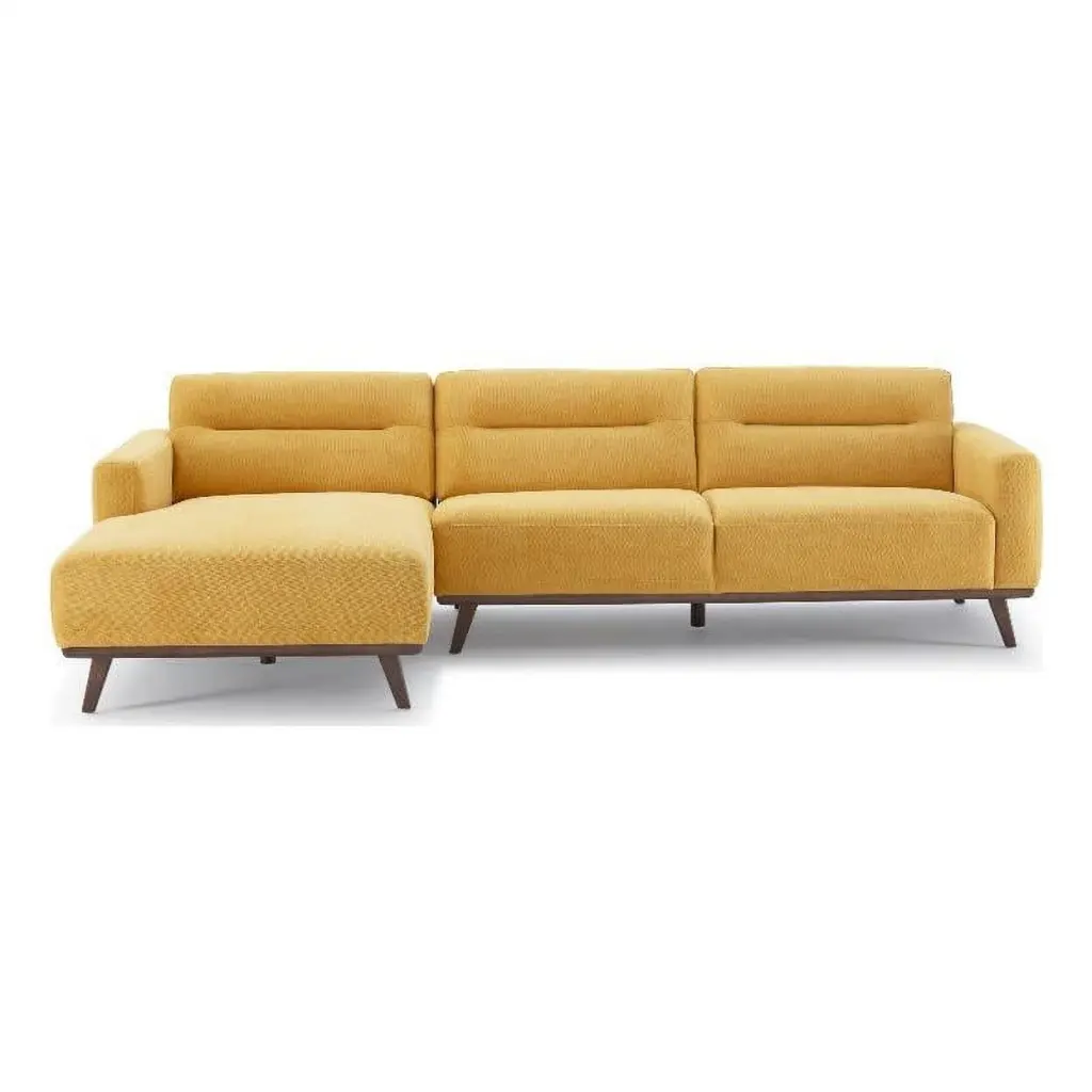 Narvik Dark Yellow Fabric Linen Left-Facing Corner Sectional Sofa Living Room Ashcroft