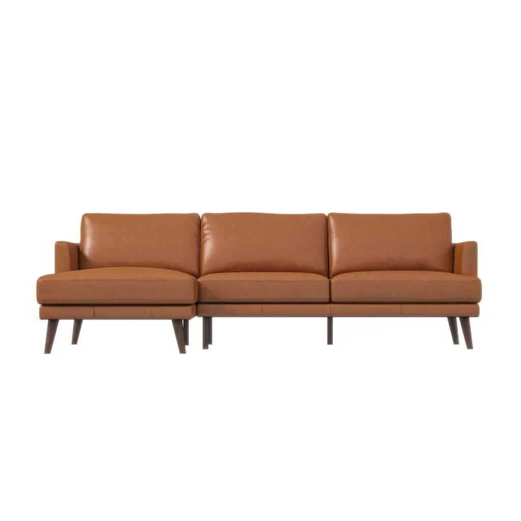 Tamarine Living Room L-Shaped Tan Leather Corner Sectional Couch Ashcroft
