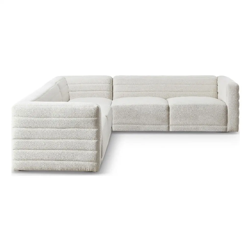 Rosebowl Cream Boucle Fabric Modern Living Room Corner Symmetrical Sofa - Elegant Home Decor Ashcroft