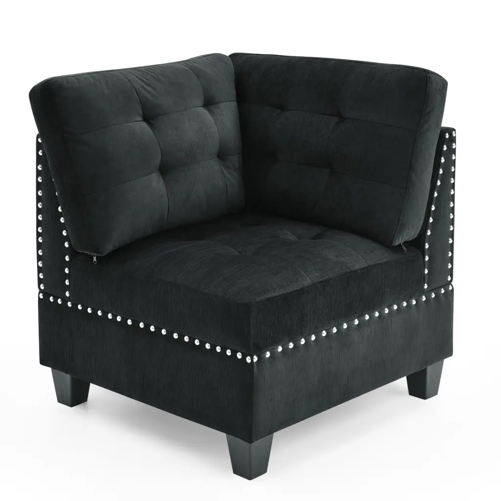 Corner Sofa Modular Sectional Black Velvet 31.5X31.5X36.5 CNCJ