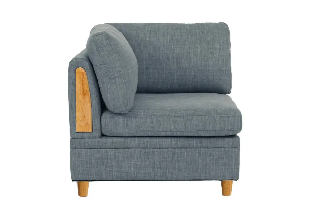 Steel Color Corner Wedge Sofa Dorris Fabric and Wooden Legs 1Pc Cushion CNCJ