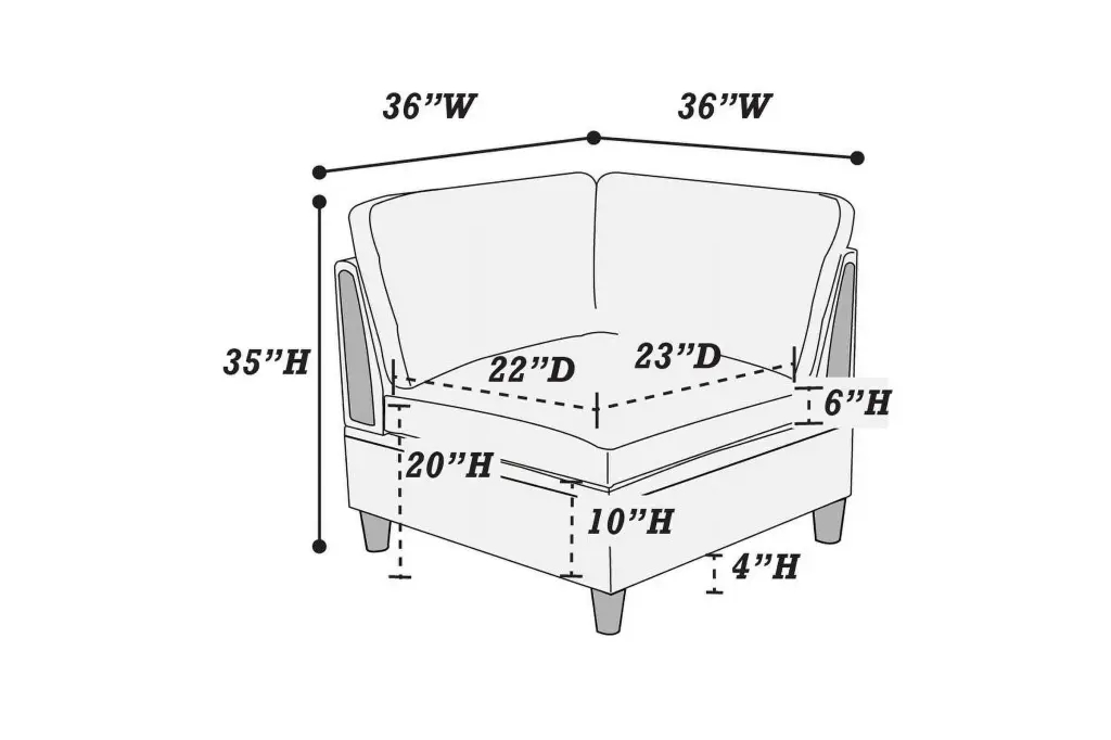 Steel Color Corner Wedge Sofa Dorris Fabric and Wooden Legs 1Pc Cushion CNCJ