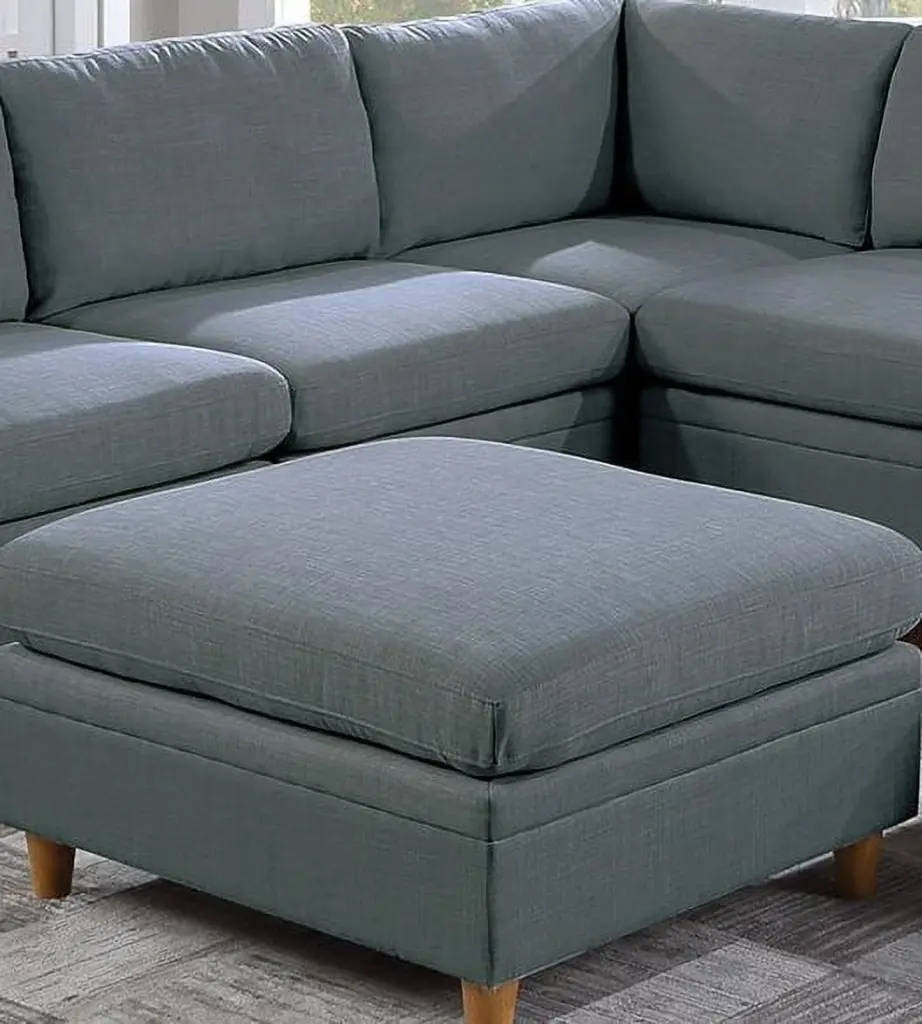Steel Color Corner Wedge Sofa Dorris Fabric and Wooden Legs 1Pc Cushion CNCJ