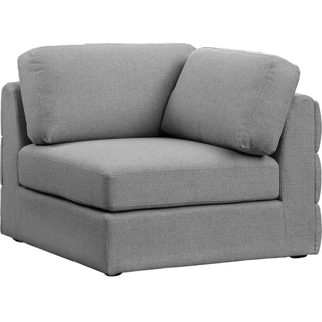 Meridian Furniture Beckham Grey Durable Linen Textured Fabric Corner Sofa Modern Living Room Furniture