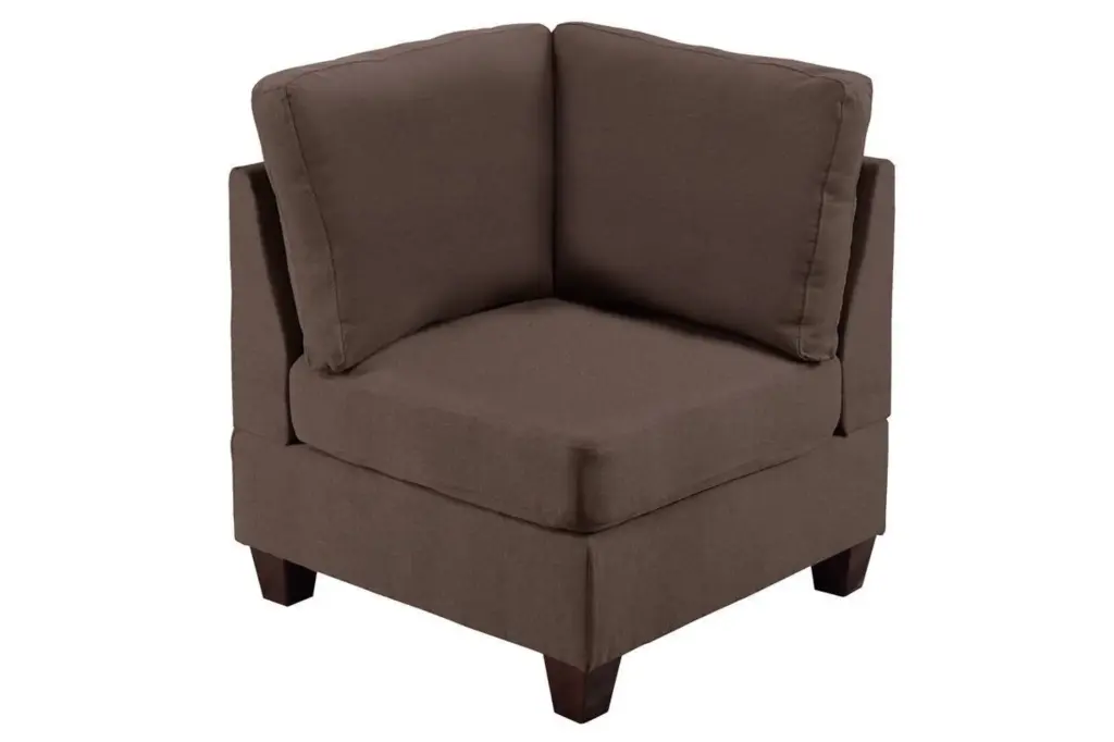 Living Room Furniture Corner Wedge Black Coffee Linen Like Fabric Sofa Wooden Legs unknown