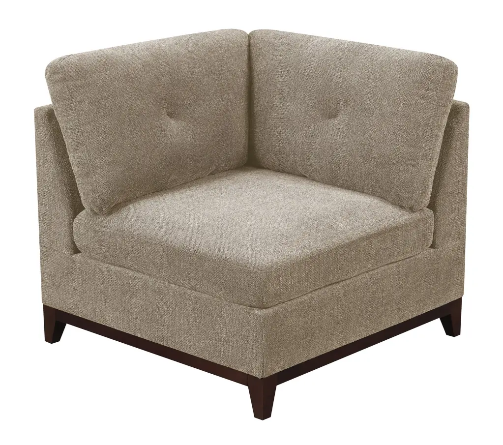 Modular Corner Wedge Sofa Camel Chenille Fabric Exposed Wooden Base CNCJ