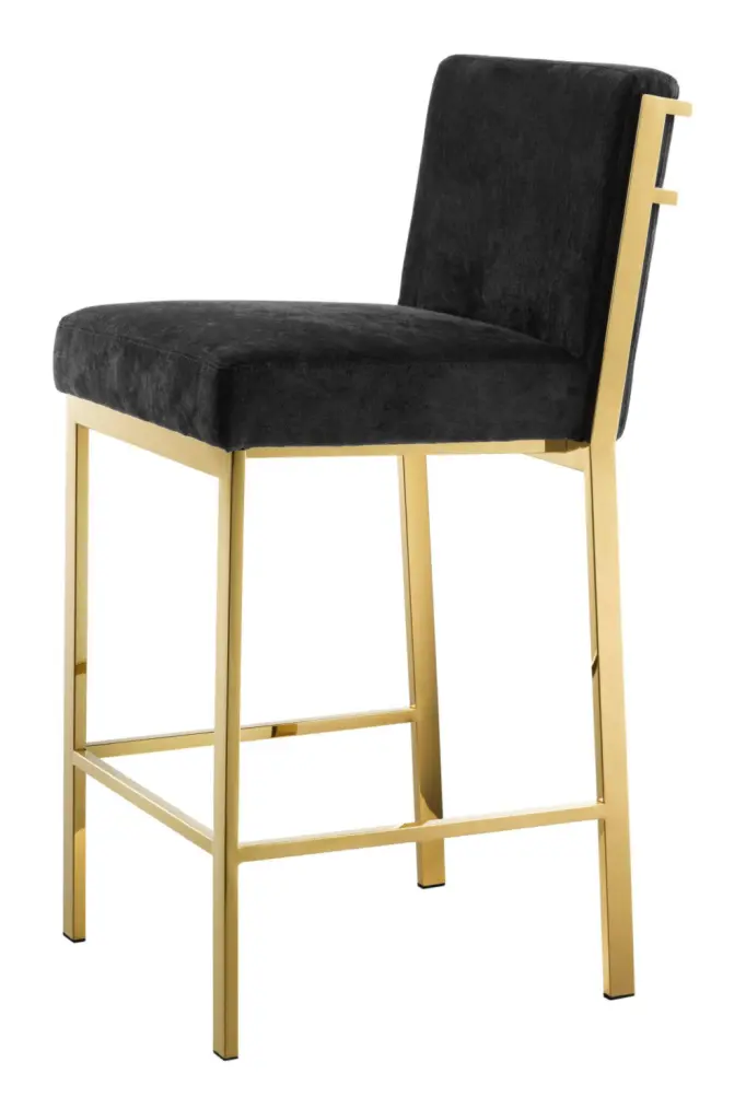 Gold Black Velvet Counter Stool Eichholtz Scott Modern Bar Stool