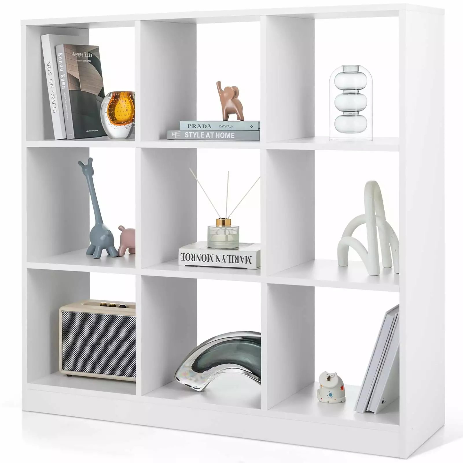 Giantex 9-Cube Bookcase Freestanding Bookshelf Anti-Tipping Kit Wood Display Shelf