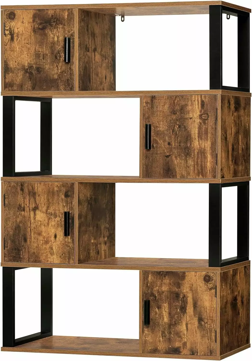 4 Tier Cube Bookshelf 4 Cabinets Floor Standing Storage Organizer Shelf JINMAI