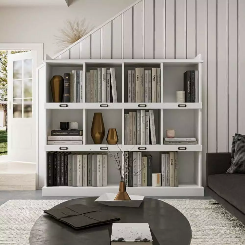 MISSUNNY 3-Tier Bookcase 10 Cube Storage Organizer Anti-Tilt Device Horizontal Shelf