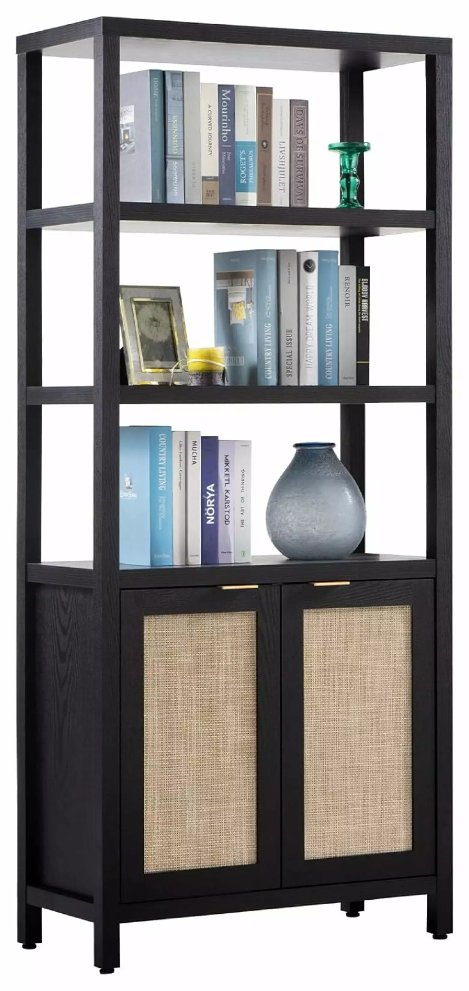 Yunwen 70.9-Inch Tall Narrow Bookcase 5-Tier Cube Bookshelf Walnut Brown