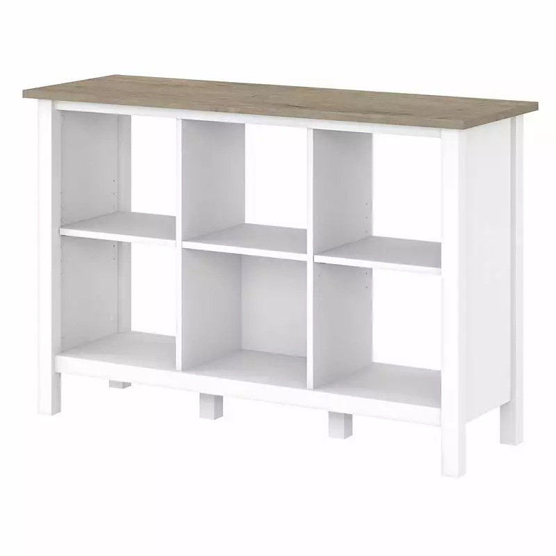 Atlin Designs Modern 6 Cube Bookcase Shiplap Gray White Engineered Wood