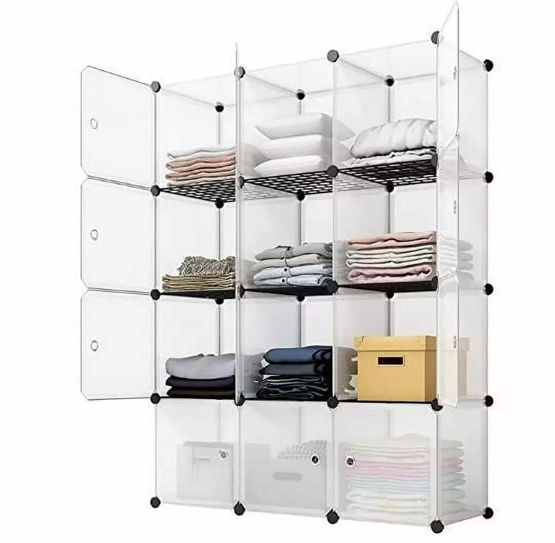 12-Cube Multifunctional Storage Shelf Bookcase Toy Organizer Clothes Cabinet White GoDecor