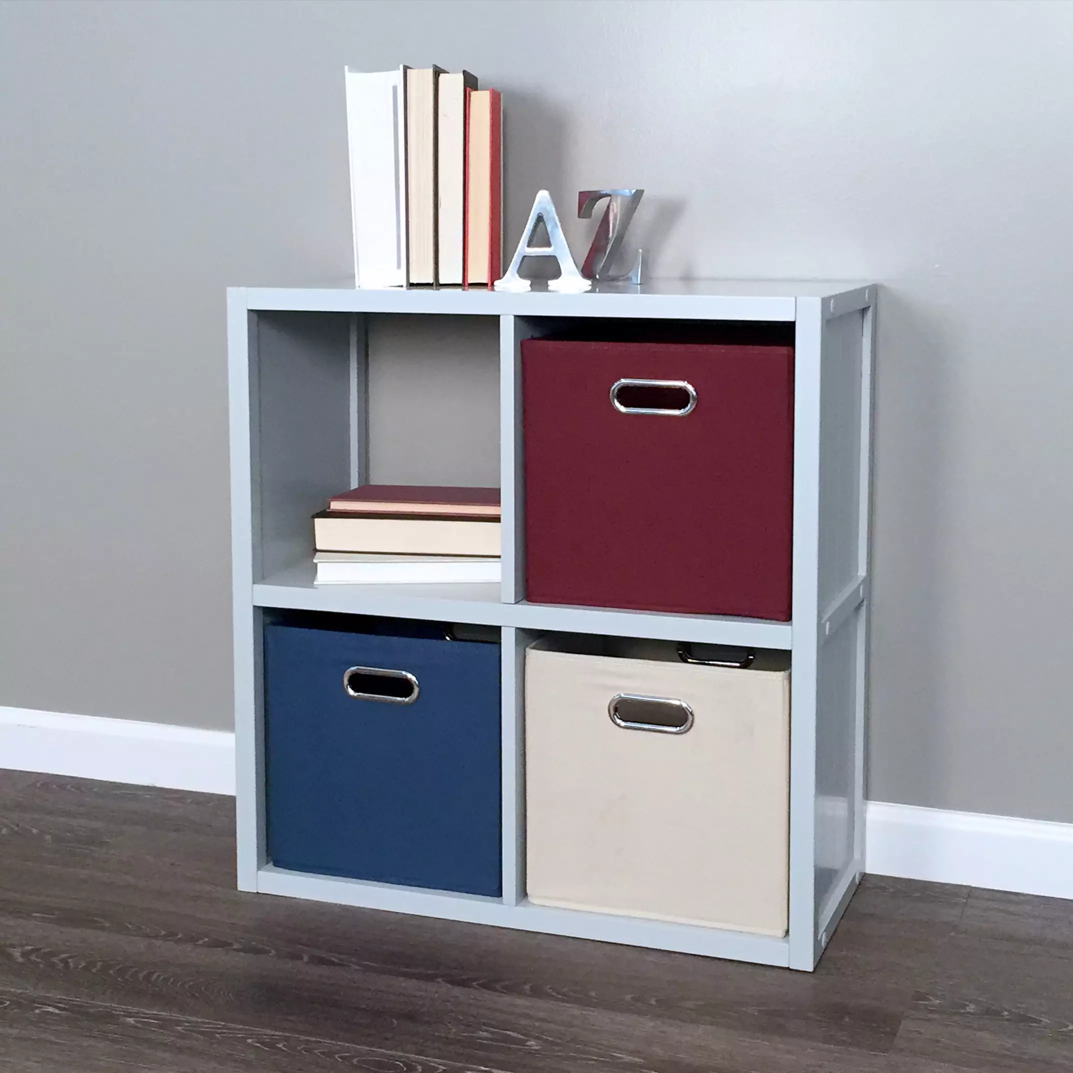 John Louis Home Solid Wood 4 Cube Organizer Storage Shelf Living Room Bedroom