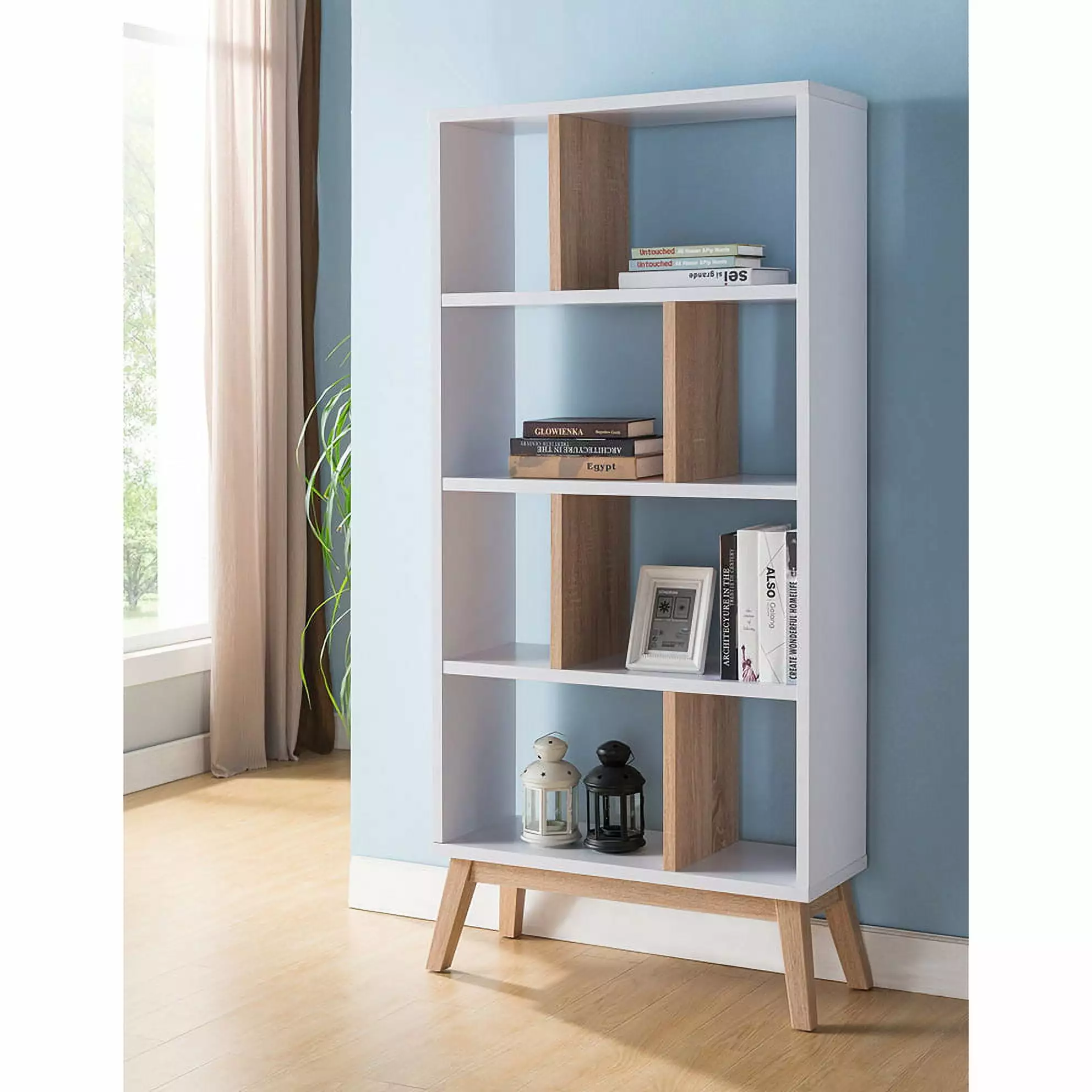 8 Cube Bookcase Display Shelf White Weathered White Cartesian Furniture