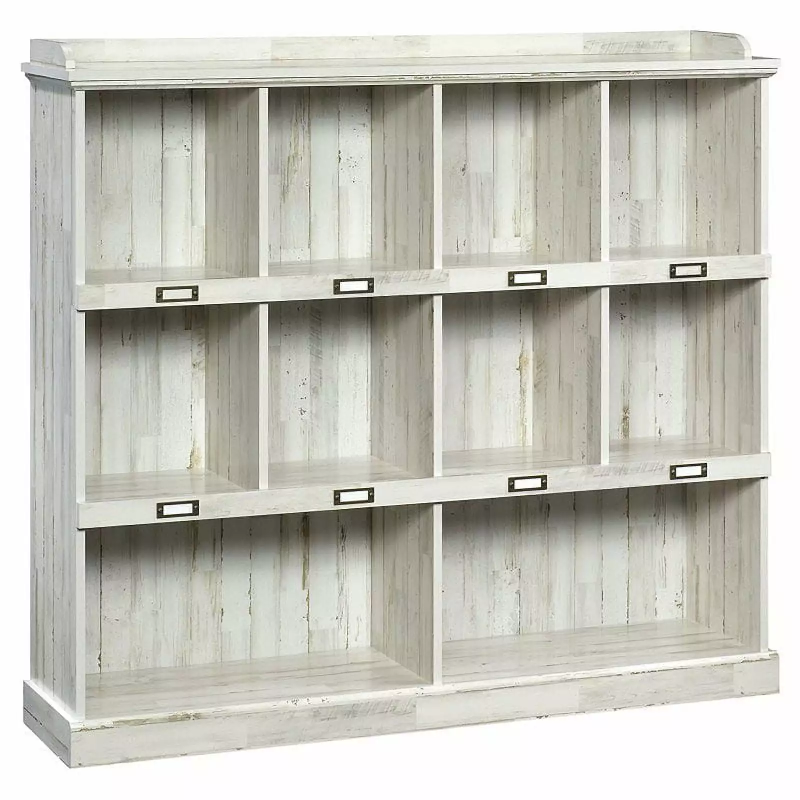 Pemberly Row 10 Cube Modern Engineered Wood Bookcase White Plank