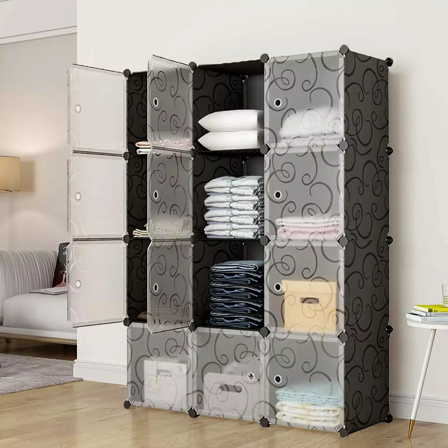 SUGIFT Cube Storage 12-Cube Storage Organizer Cabinet Display Storage System DIY Bookshelf Organizer Shelves Plastic Stora...