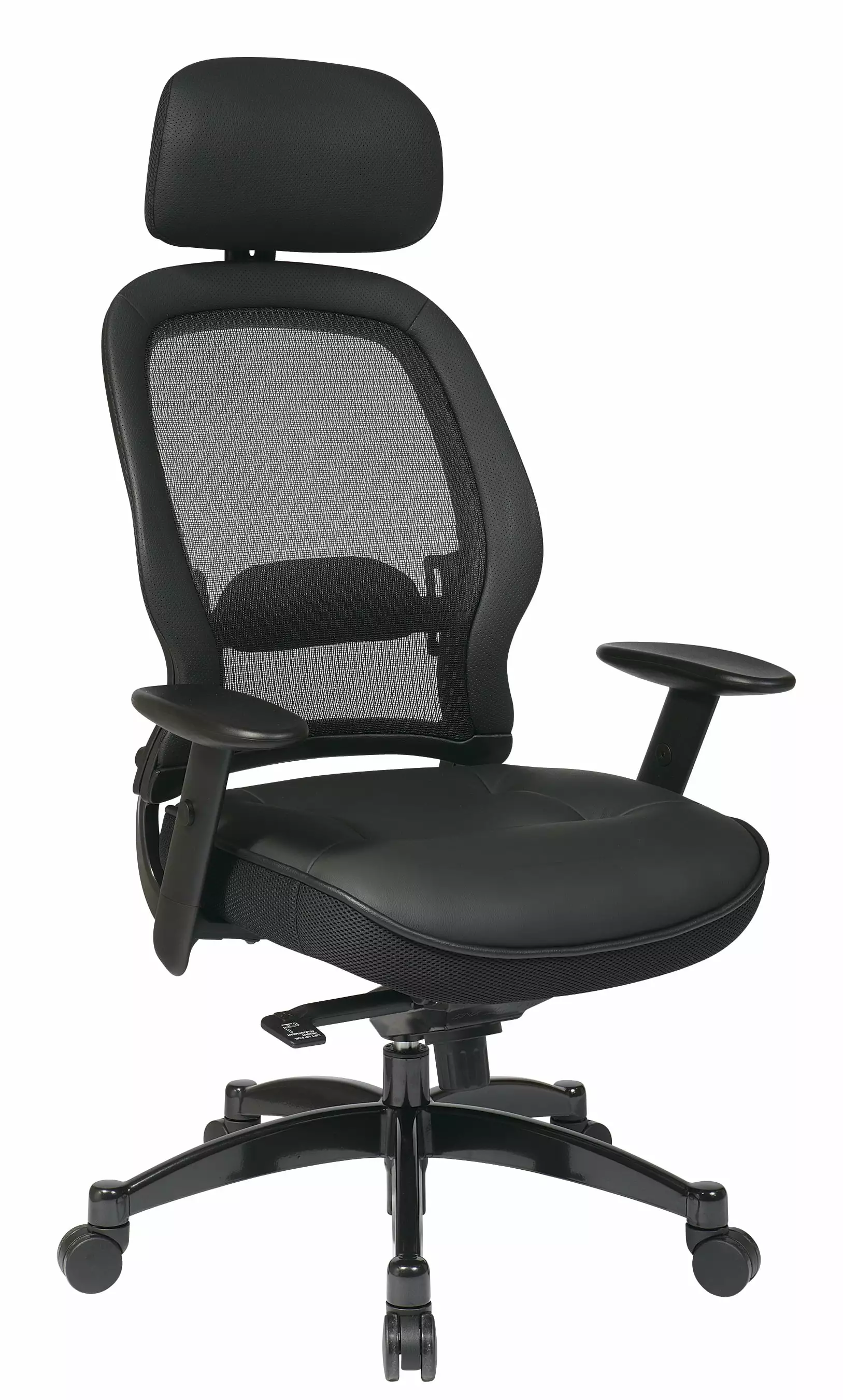 SPACE Deluxe Matrex Black Back Executive Office Chair Leather Seat Premium Comfort Office Star Products