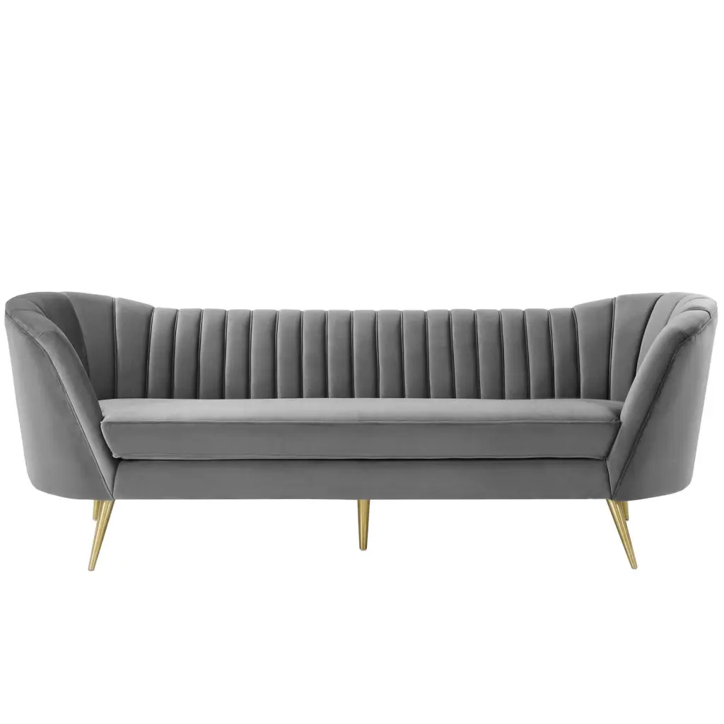 Contemporary Modern Urban Designer Living Room Lounge Club Lobby Sofa Grey Velvet