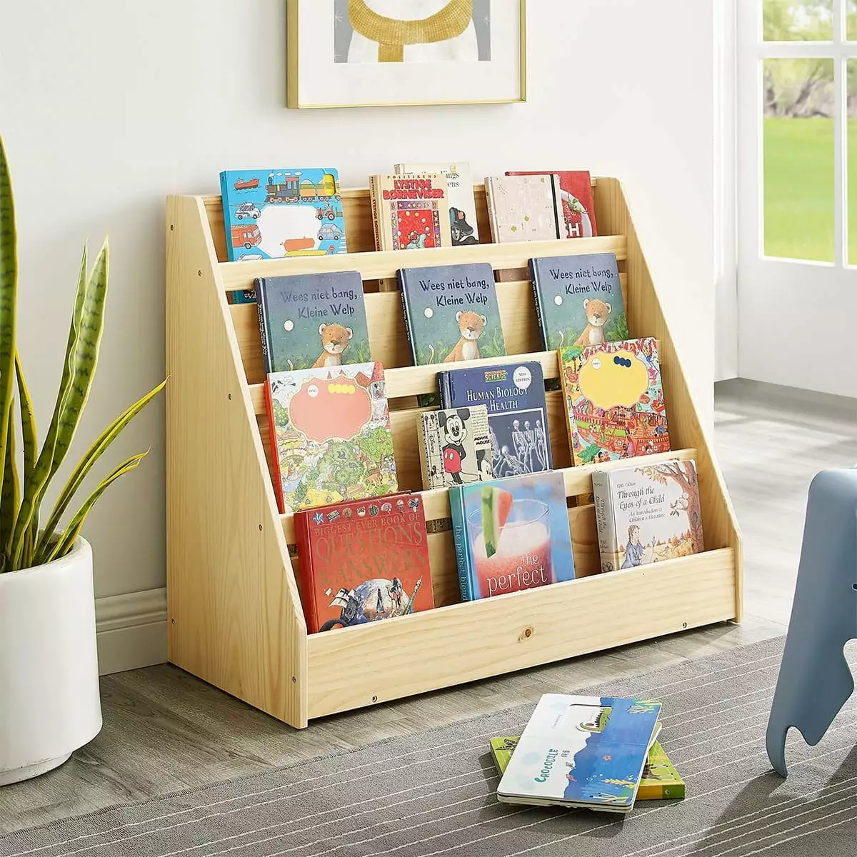 MUSHOMEINC Pinewood Single-Sided Bookcase Display Stand Kids 4 Shelves Bed Bath & Beyond