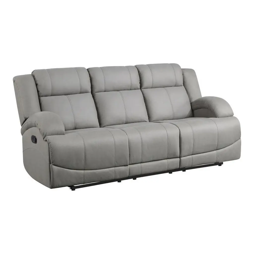 Lexicon Camryn Traditional Wood & Fabric Double Reclining Sofa Gray Elegant Living Room