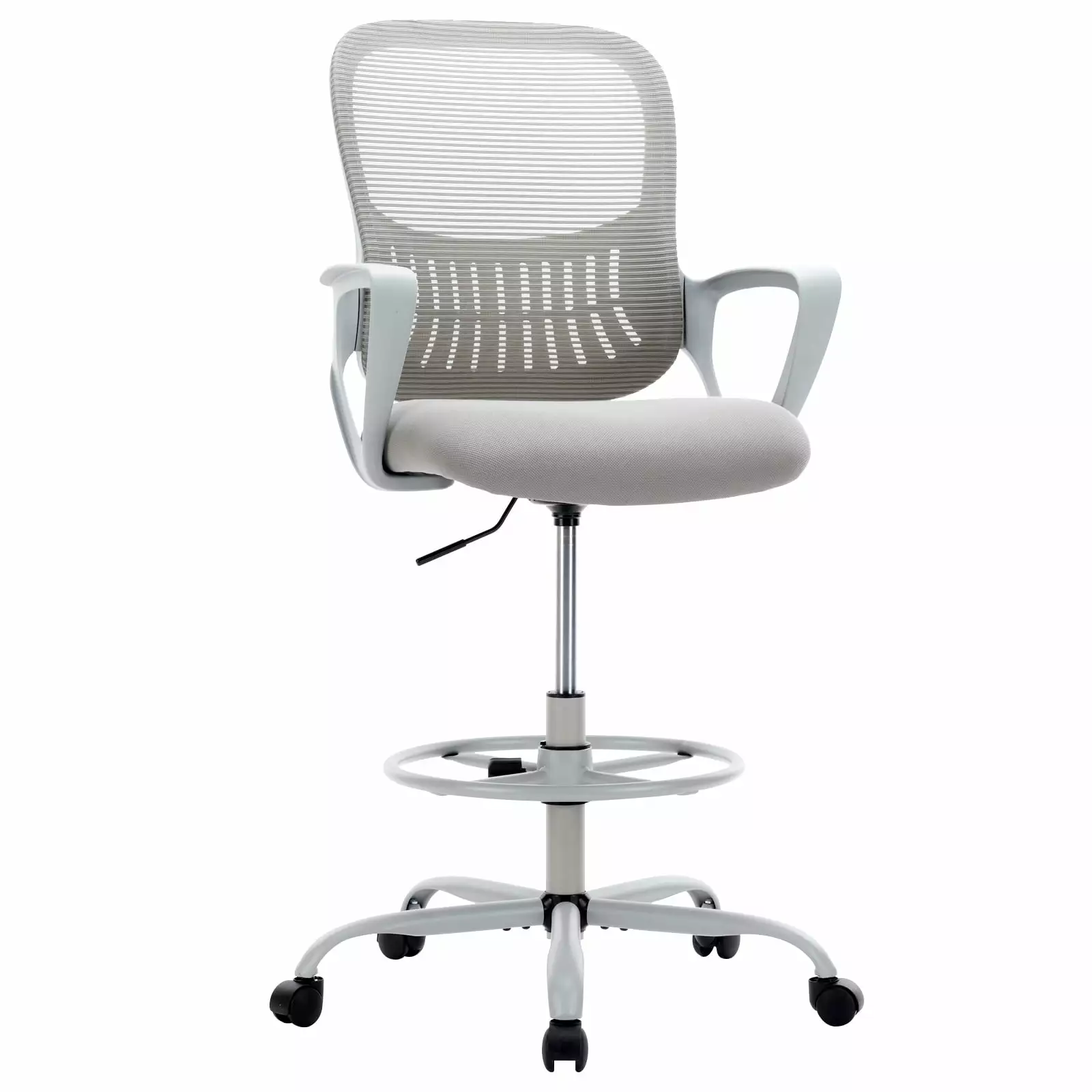 Gray Ergonomic Mesh Mid Back Drafting Office Chair Adjustable Lumbar Support and Foot Ring Deiokin