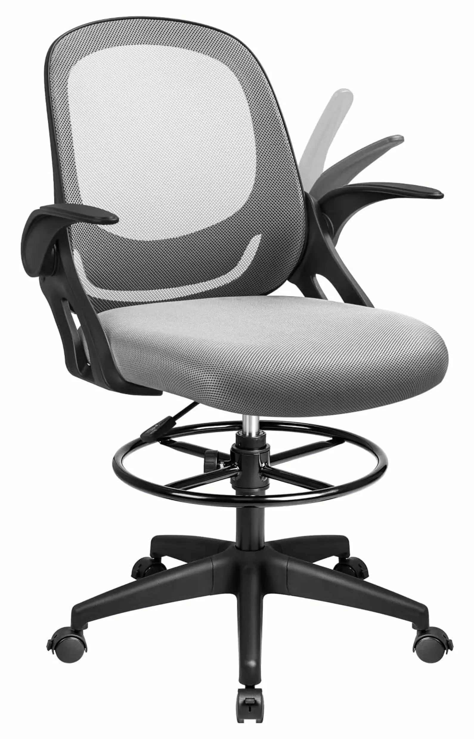 MAQING Gray Drafting Chair Tall Office Chair Adjustable Footrest