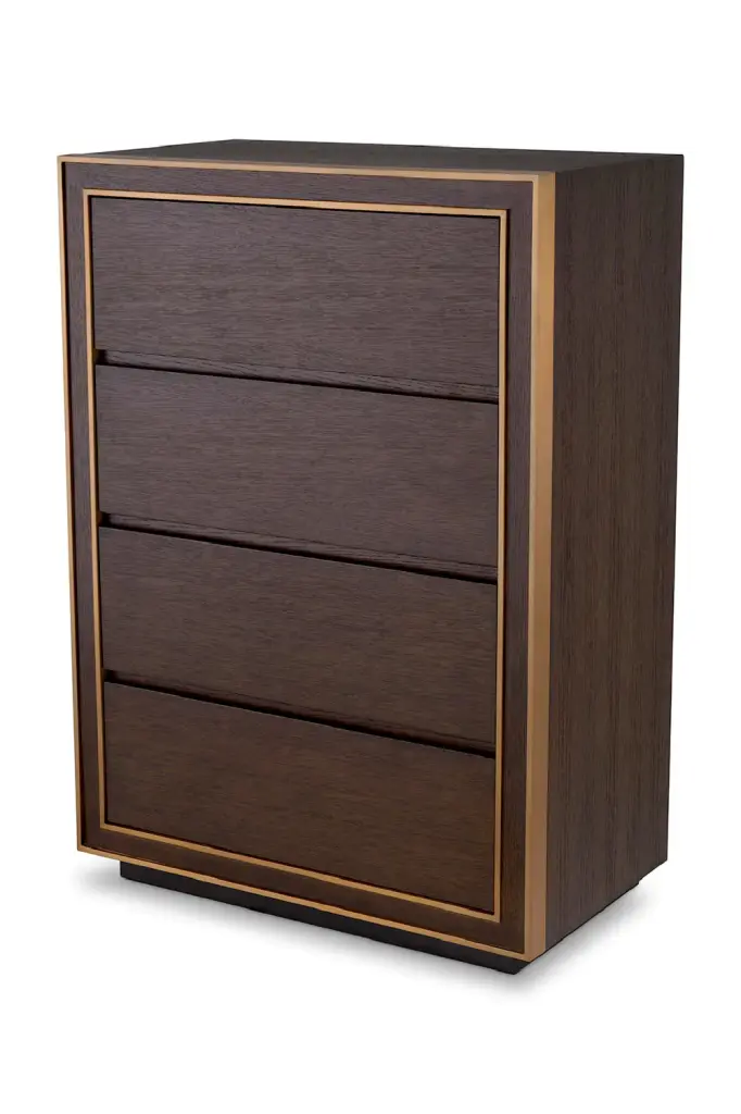 Eichholtz Camelot Brown Oak 4-Drawer Dresser Bedroom Organization
