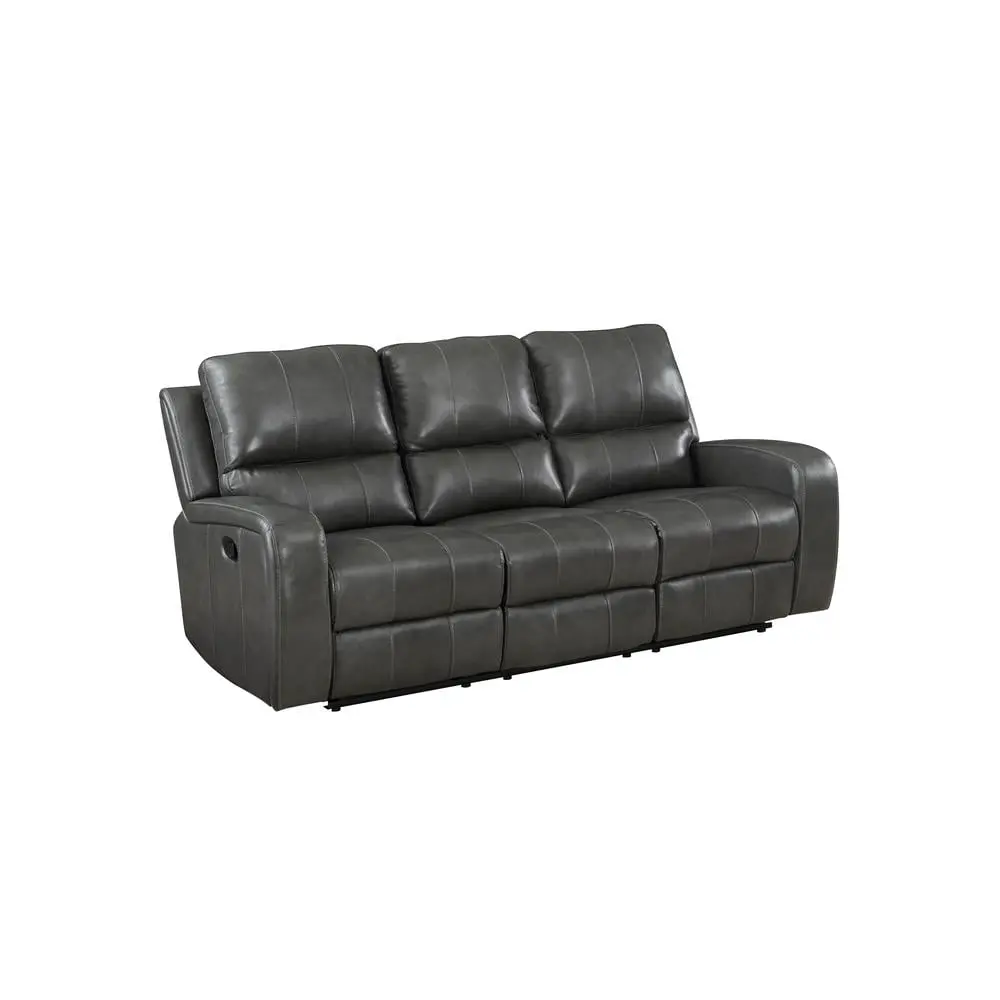 New Classic Furniture Linton Leather Sofa Dual Recliner Gray - Comfortable Living Room Set
