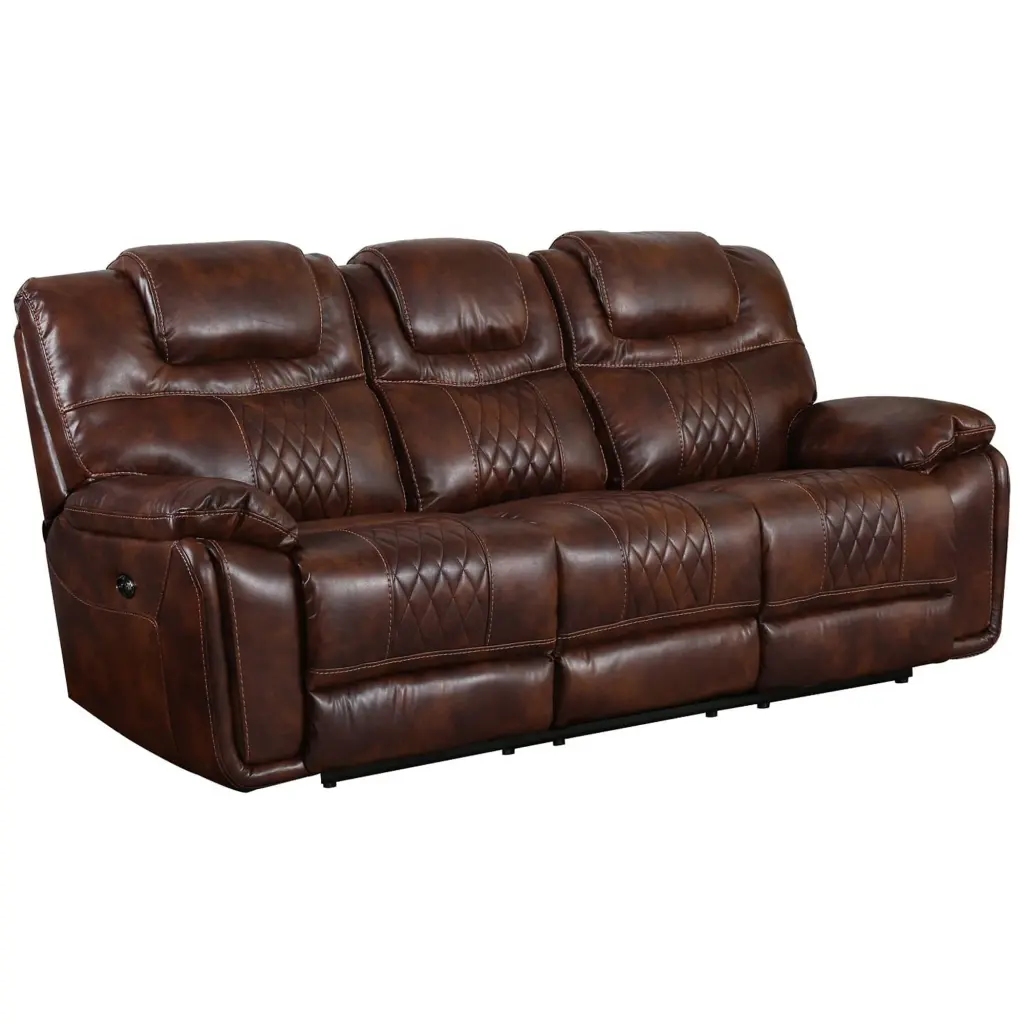 Hamptons Collection 41 Rich Brown Power Dual Reclining Sofa Leather Gel