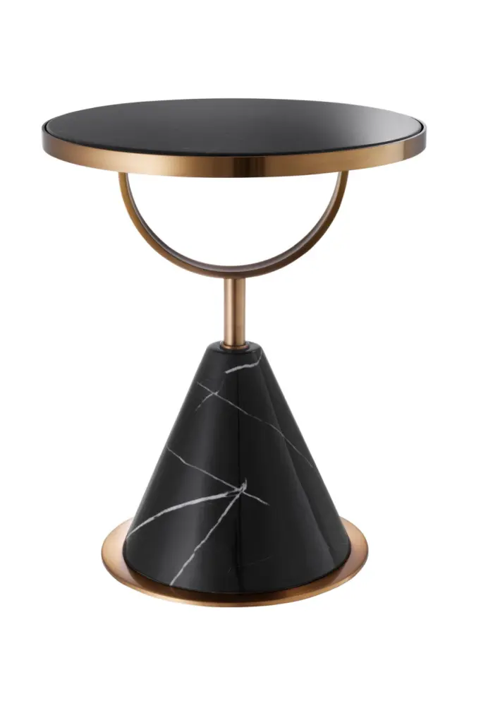 Black Marble Side Table Eichholtz Park Lane Elegant Living Room Accent