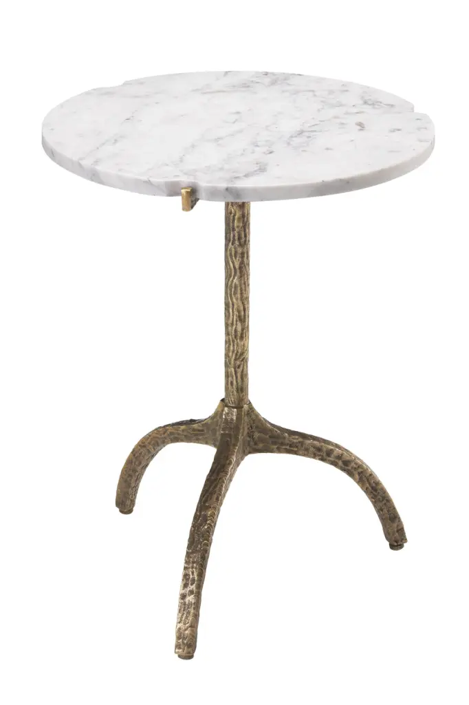 White Marble Brass Side Table Eichholtz Cortina Modern End Table