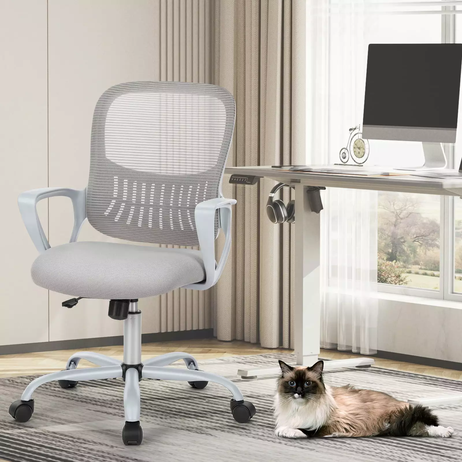Ergonomic Office Chair Fixed Armrest and Soft Foam Seat Cushion ANCEL