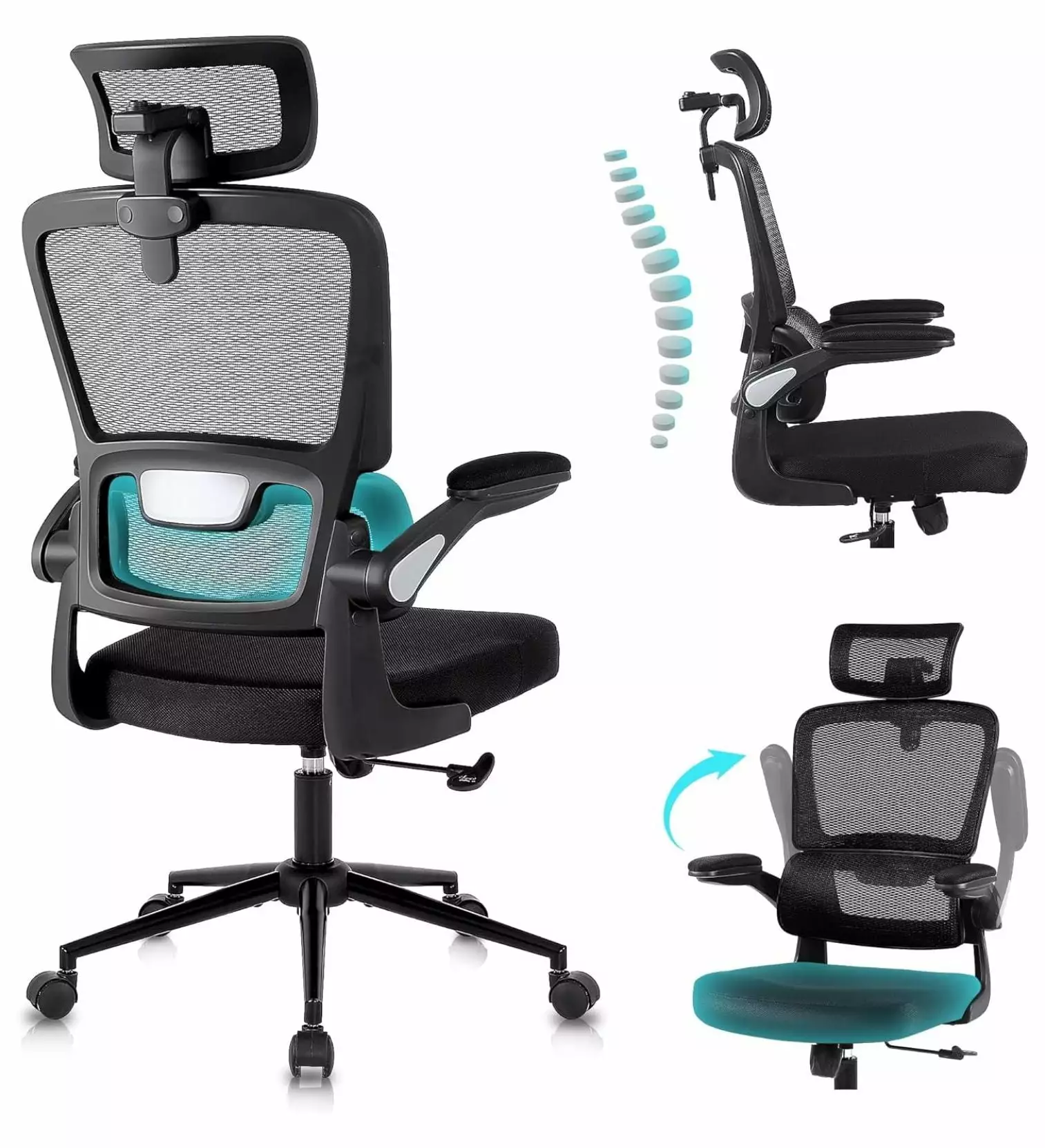 Ergonomic Office Desk Chair Breathable Mesh High Back Computer Chair Adjustable Armrests Black Bennium