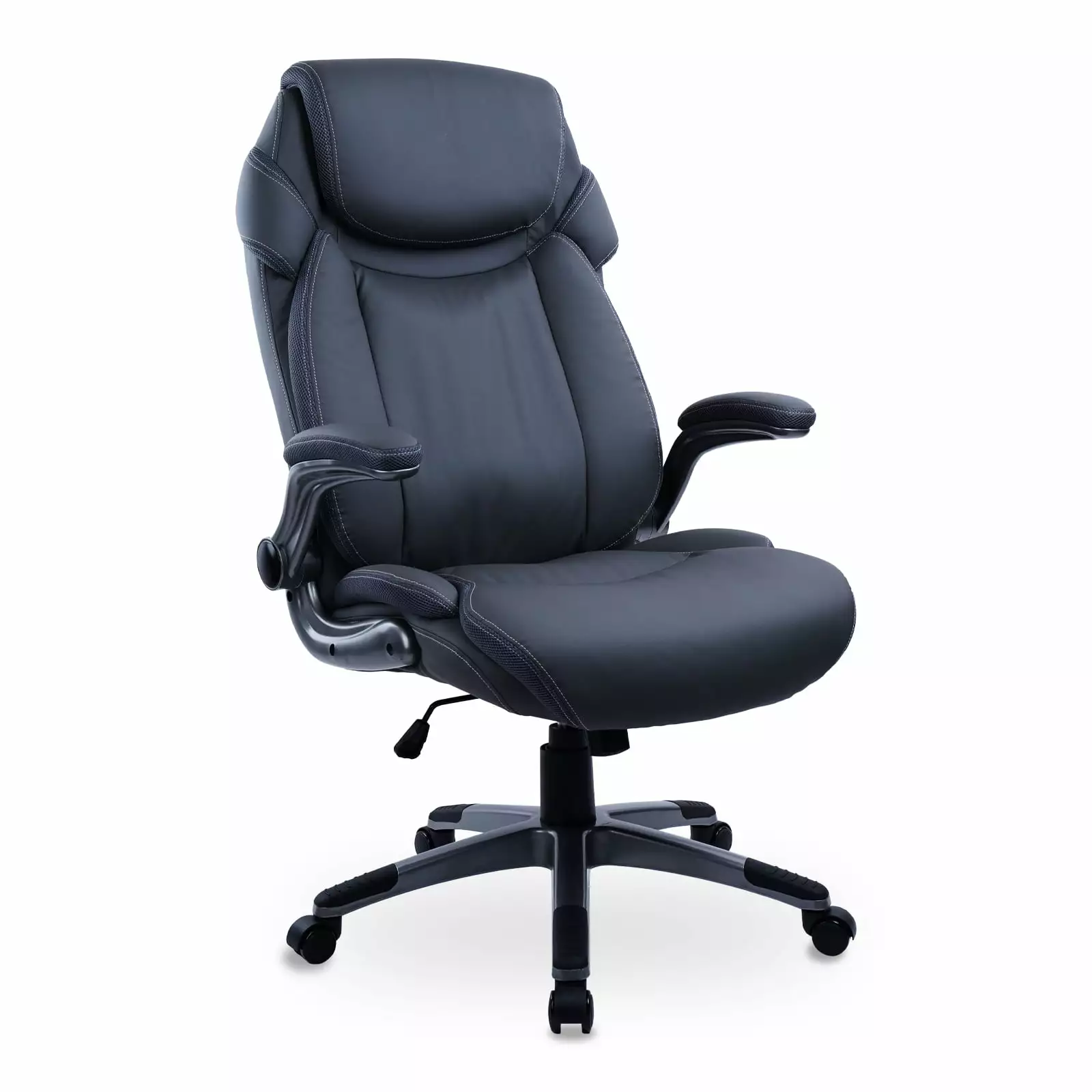 CLATINA Big and Tall PU Leather Ergonomic Office Chair Thick Headrest Flip Up Arms Lumbar Support Adjustable Height