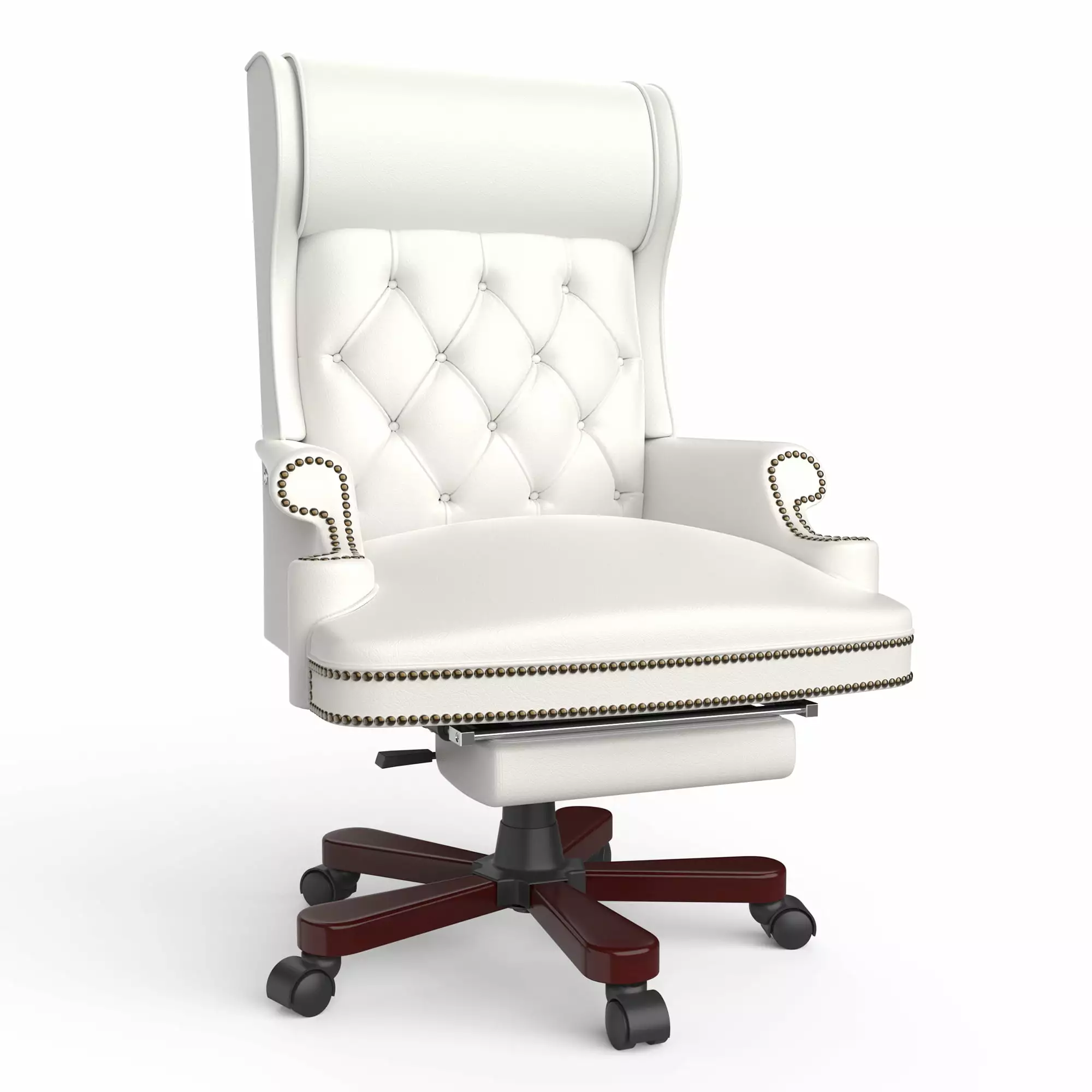 CoSoTower 330Lbs Executive Office Chair Footstool - Ergonomic High Back Reclining Desk Chair White
