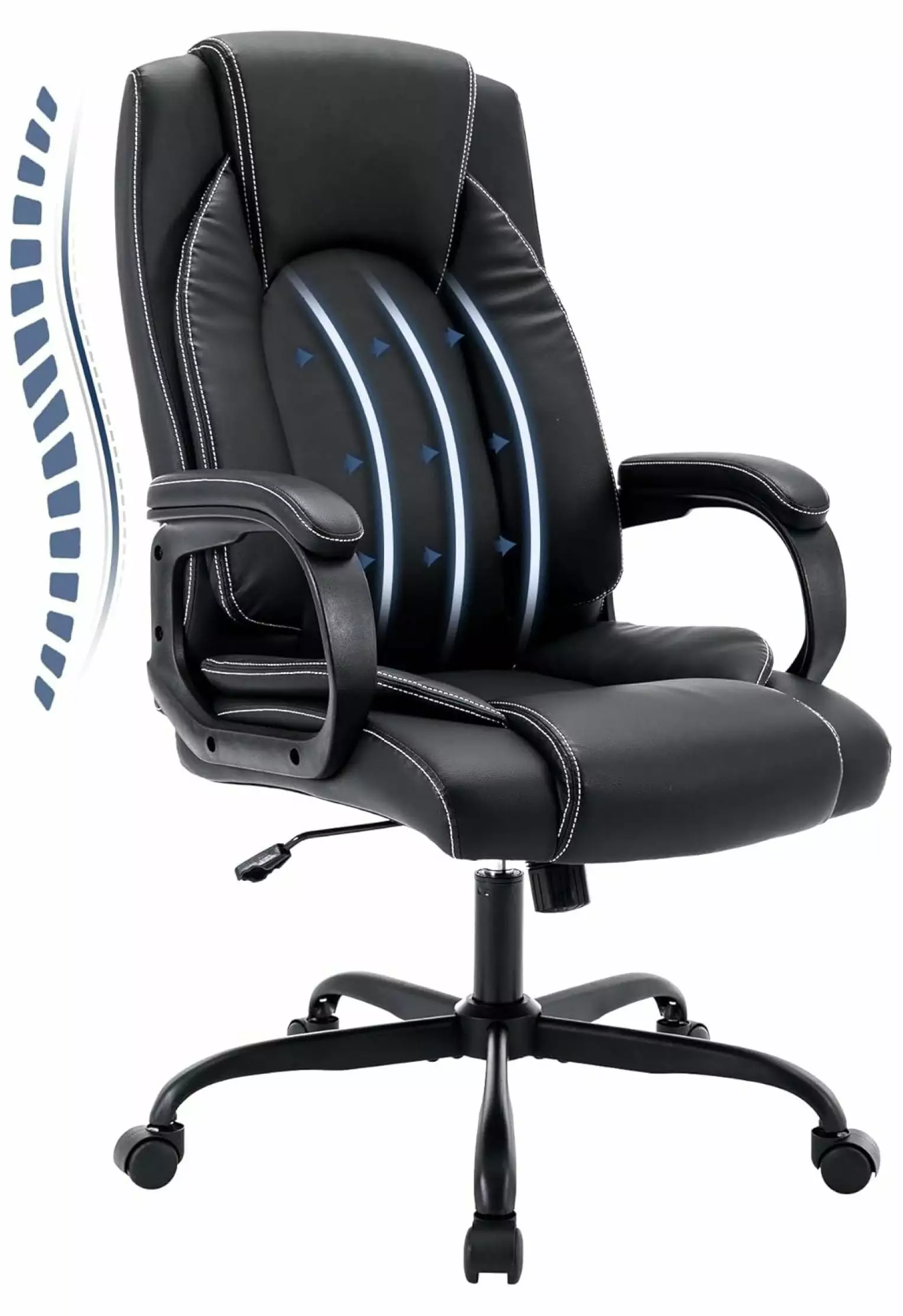 Home Office Chair Ergonomic High Back Cushion Lumbar Support and Armrest Black Deng rui
