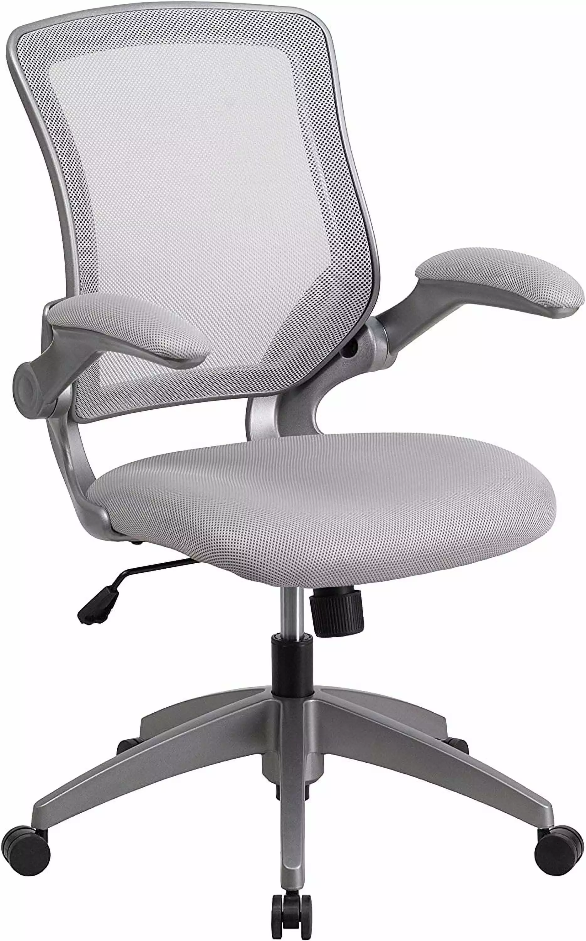 Kale Mid-Back Gray Mesh Swivel Ergonomic Task Office Chair Flip-Up Arms and Gray Frame DONFU