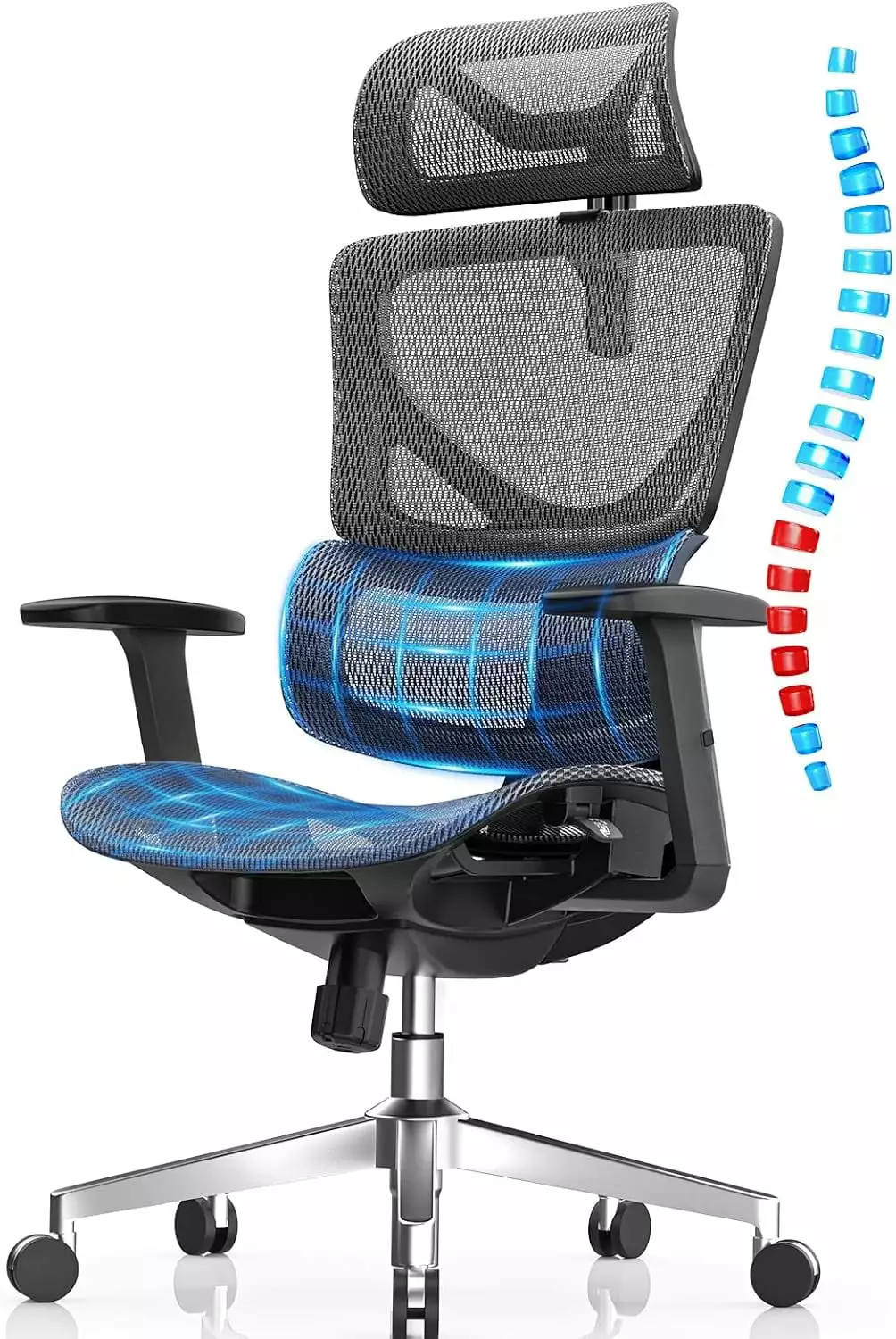 Ergonomic Mesh Office Chair Seat Depth Adjustable Home Office Desk Chair Lumbar Support and Headrest FJU