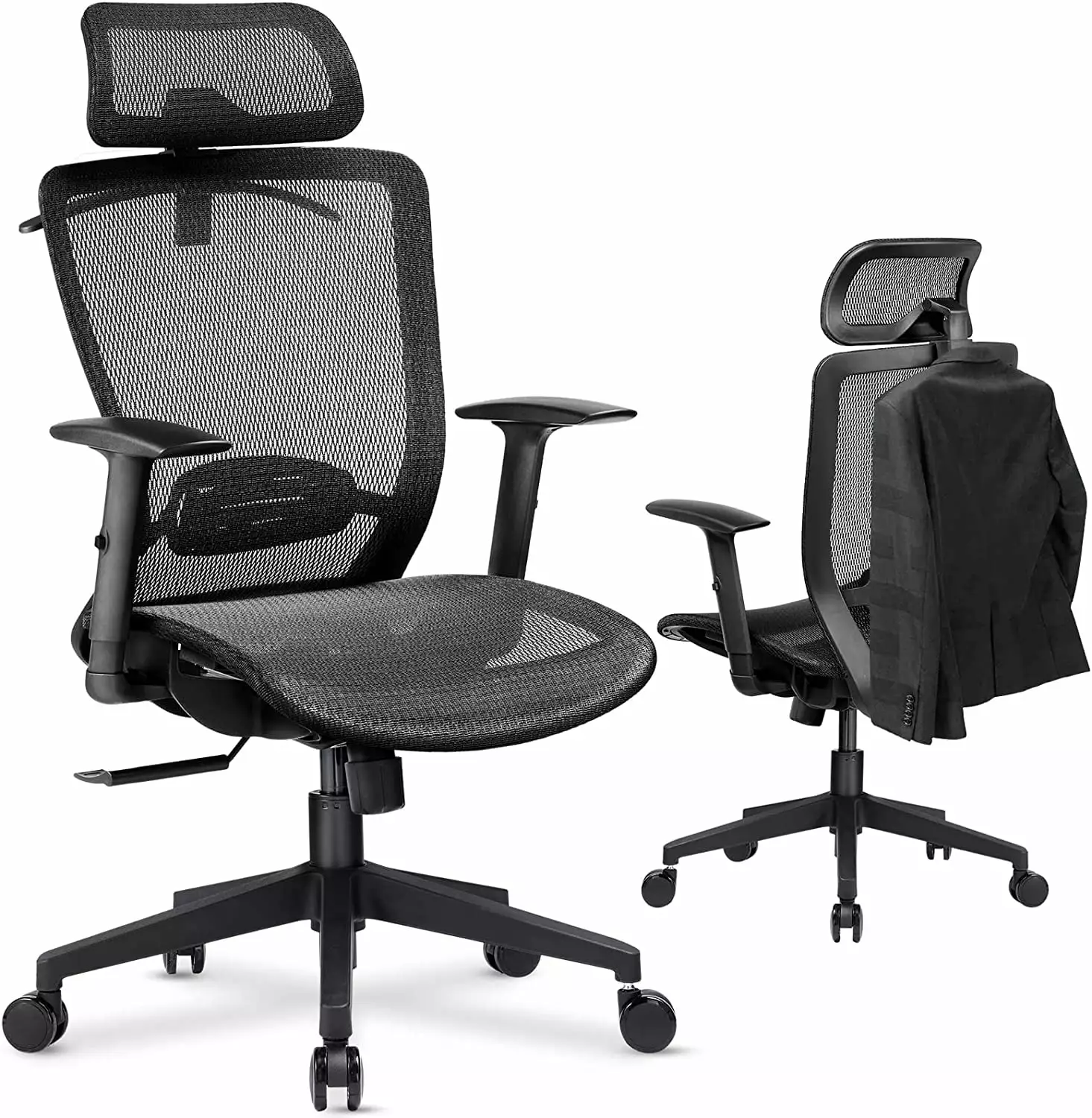 FJU Ergonomic Executive Mesh Office Chair Adjustable Headrest and Lumbar Support