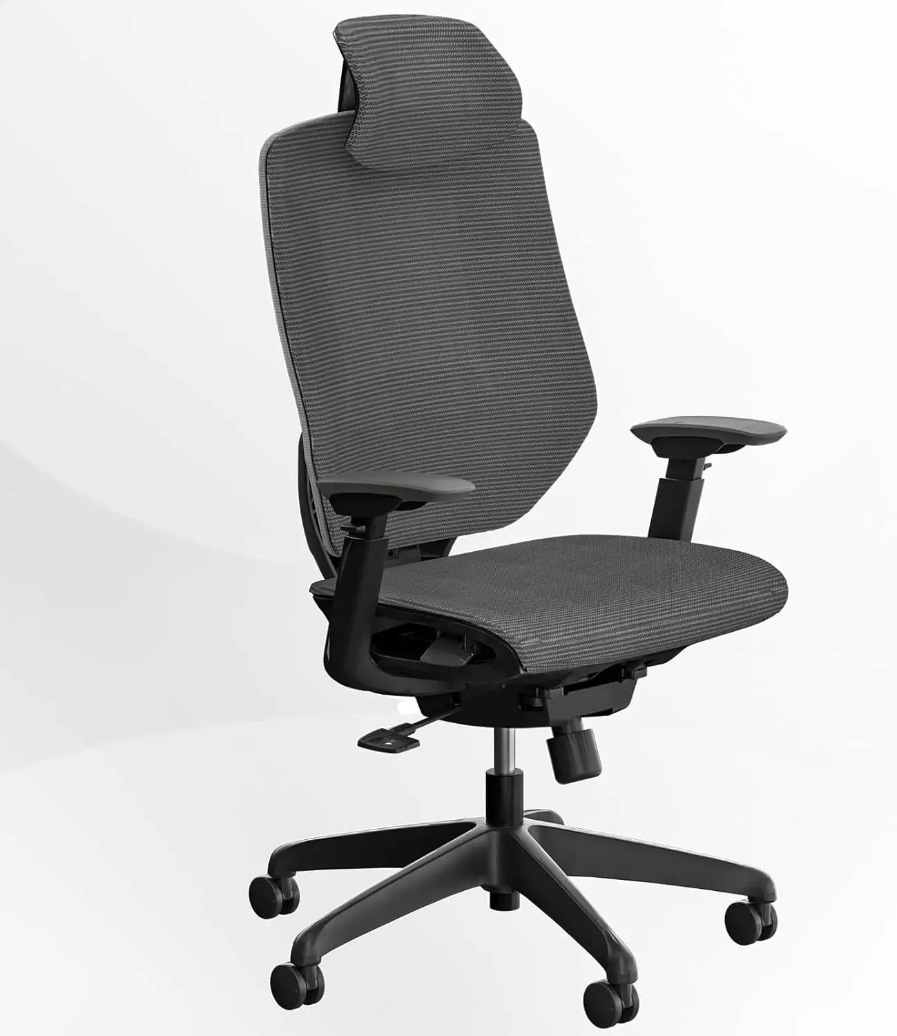 FJU Ergonomic Office Chair High Back Desk Chair Wheels Adjustable Seat Depth 3D Armrest Gray