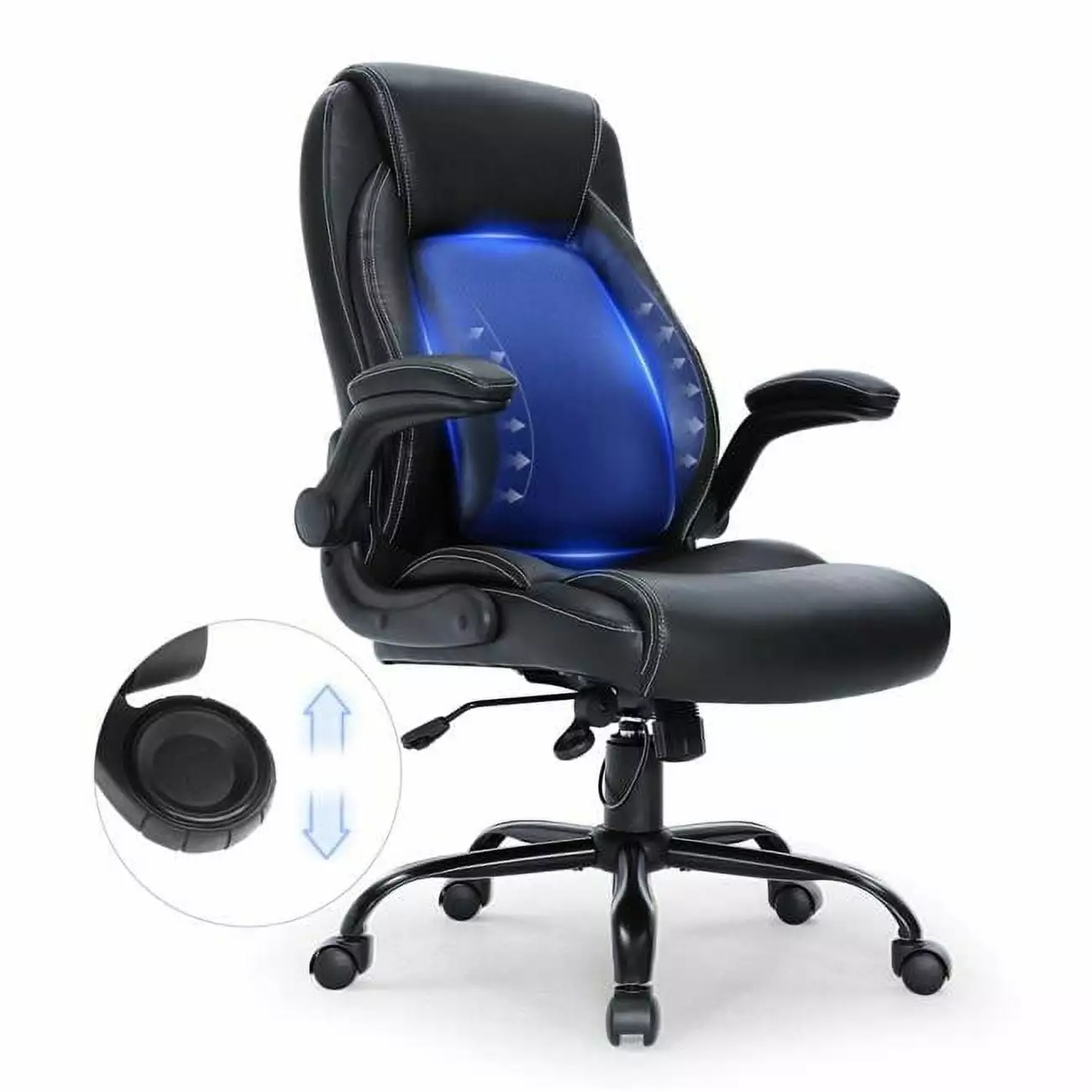 Executive Office Chair Cutting-Edge Adjustable Lumbar Support, High Back PU Leather Ergonomic Chair FurnOrama