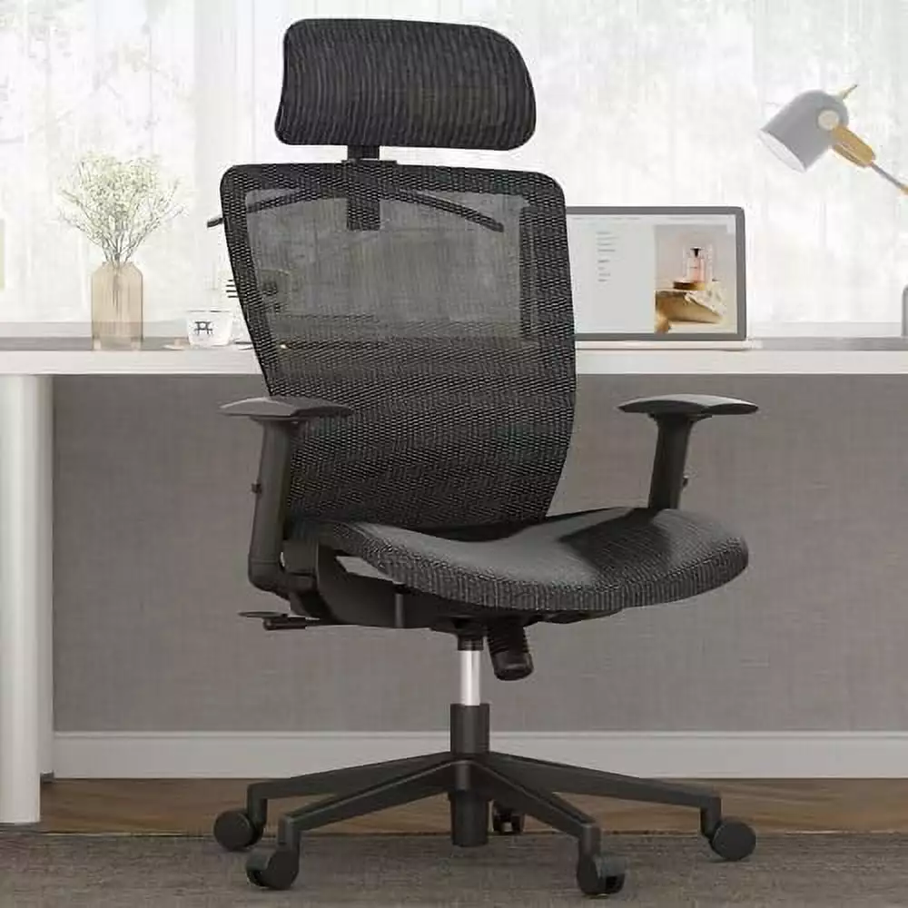 HAOQINGANTE Mesh Ergonomic Chair High Back Office Desk Chair Lumbar Support Ergonomic Back Design Black
