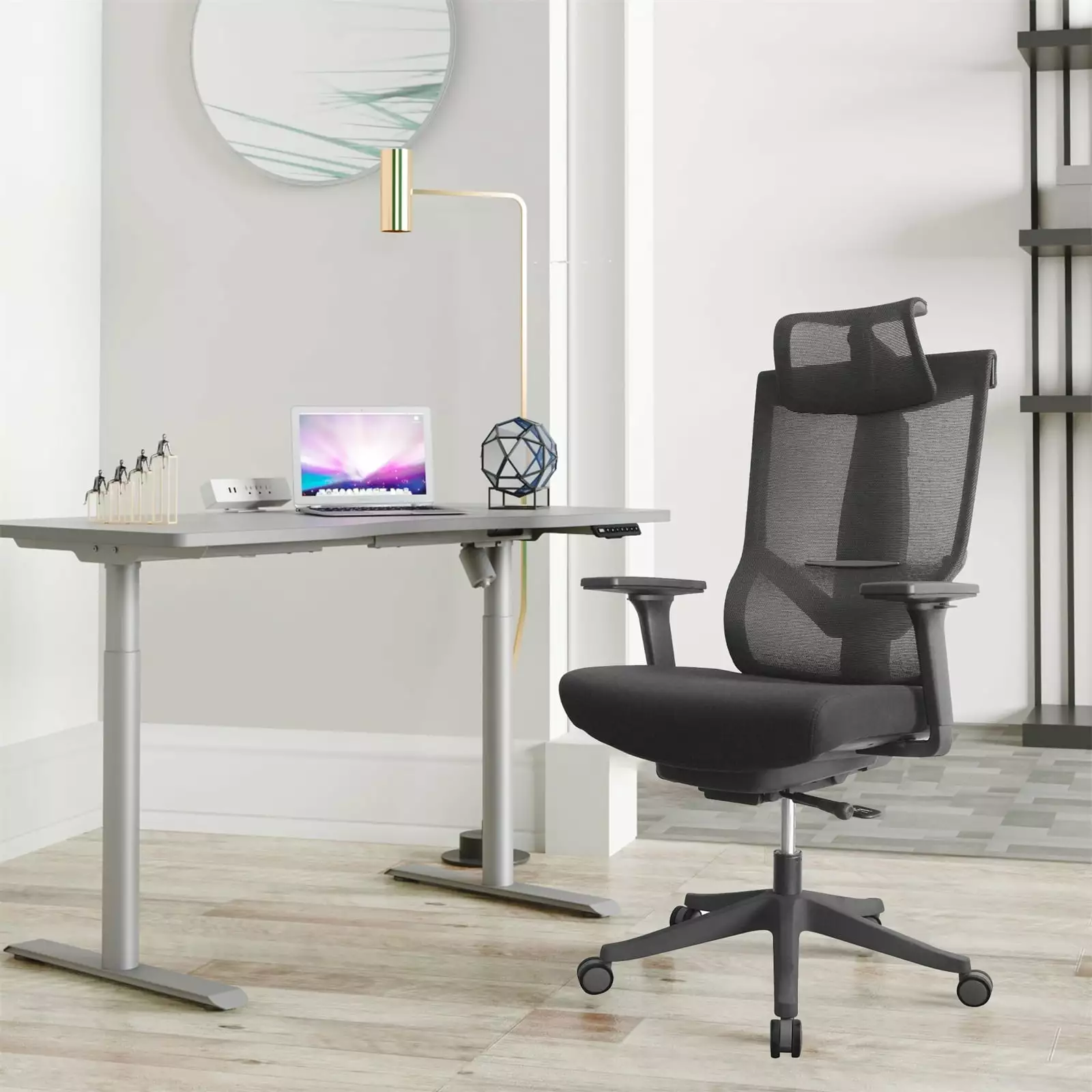 Executive Office Chair Comfortable Ergonomic Home Office Desk Chair Headrest and 2D Armrest Black Mesh Computer Chair 7 Ge...